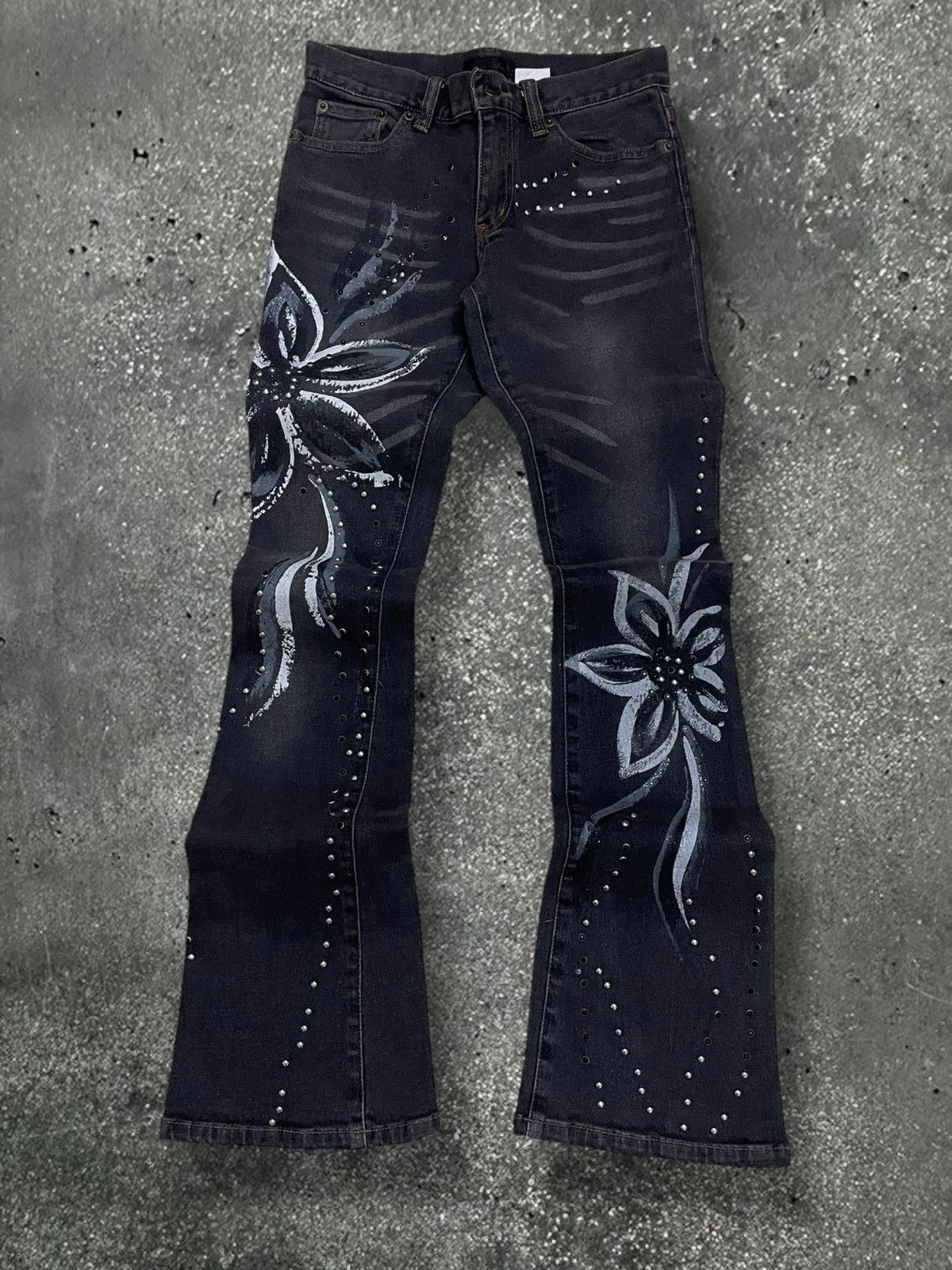 Designer × Japanese Brand × Vintage Vintage 1990s Japan Ryo Peliano Artwork Flower Grunge Flared Size US 26 / EU 42 - 1 Thumbnail