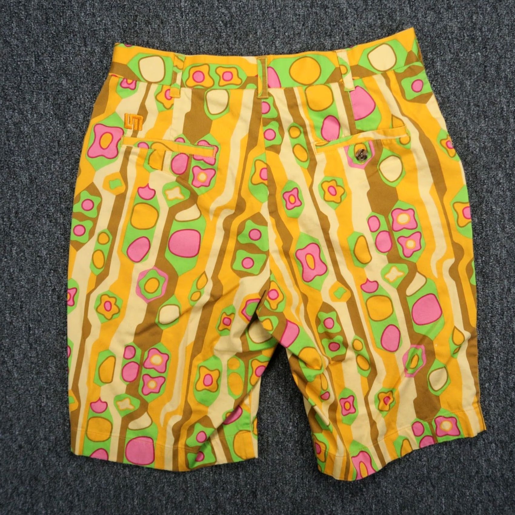 Vintage Loudmouth Golf Shorts Mens 32 Yellow Abstract Geo 70s Print Chino Stretch Shirt Size US 32 / EU 48 - 4 Thumbnail