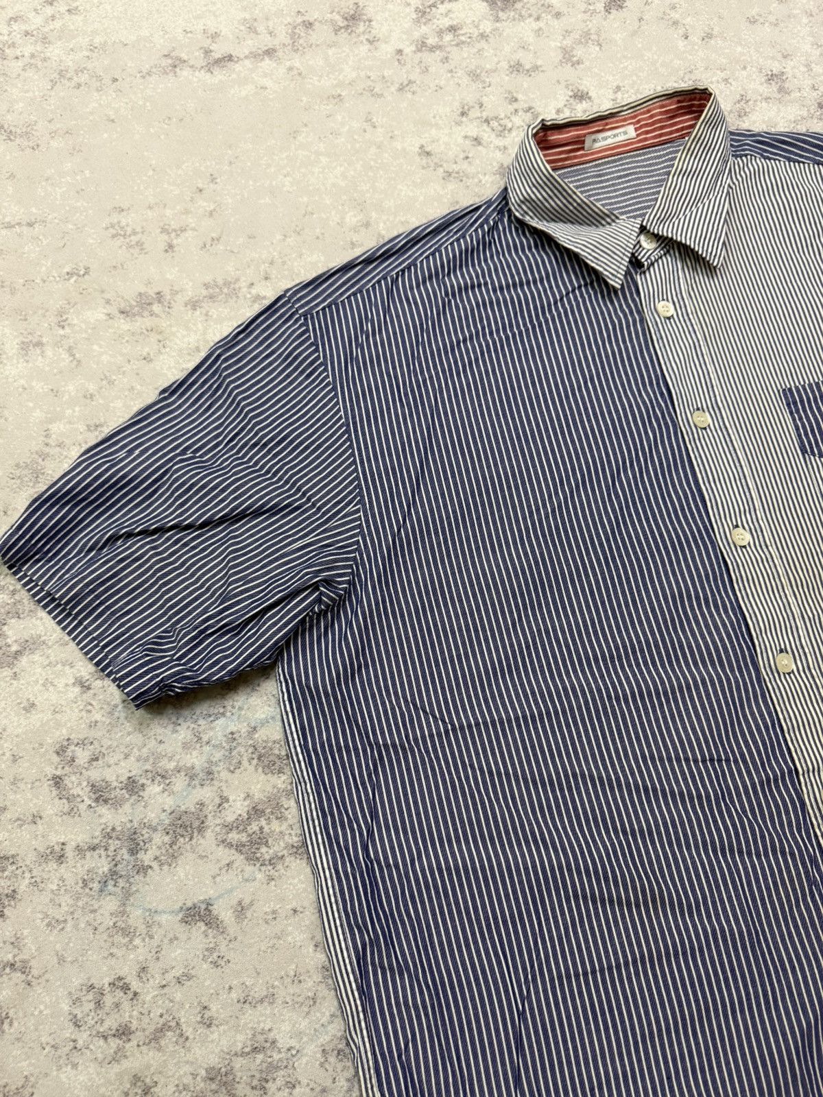 Japanese Brand Piasports Colorblock Blue Stripe Logo Chest Button Up Shirt Size US XL / EU 56 / 4 - 6 Thumbnail