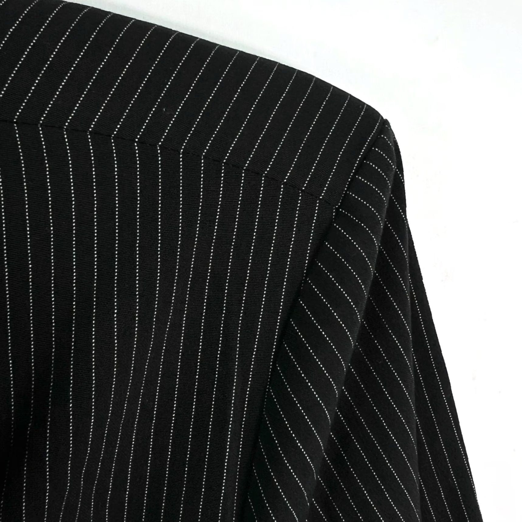 George Courtney Pinstriped Blazer Jacket Womens 18W Black Single Breasted Size XXL / US 16-18 / IT 52-54 - 2 Thumbnail