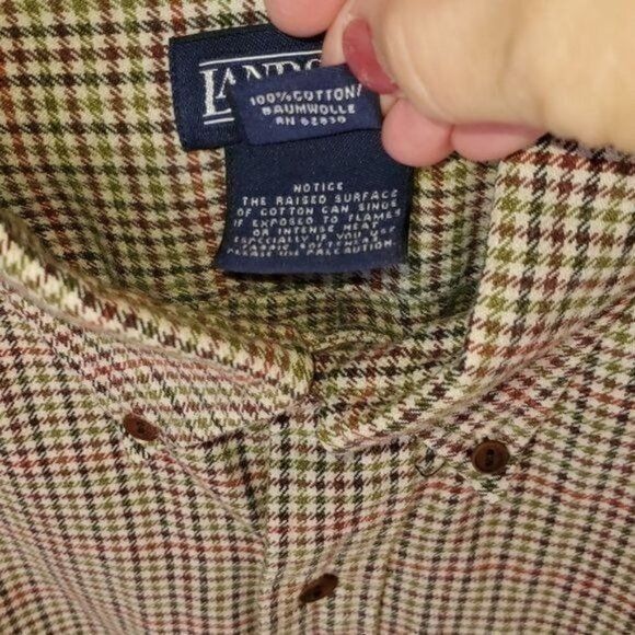 Vintage Lands' End Autumn Brown Plaid Flannel Casual Button Down Sz. Size US L / EU 52-54 / 3 - 5 Thumbnail