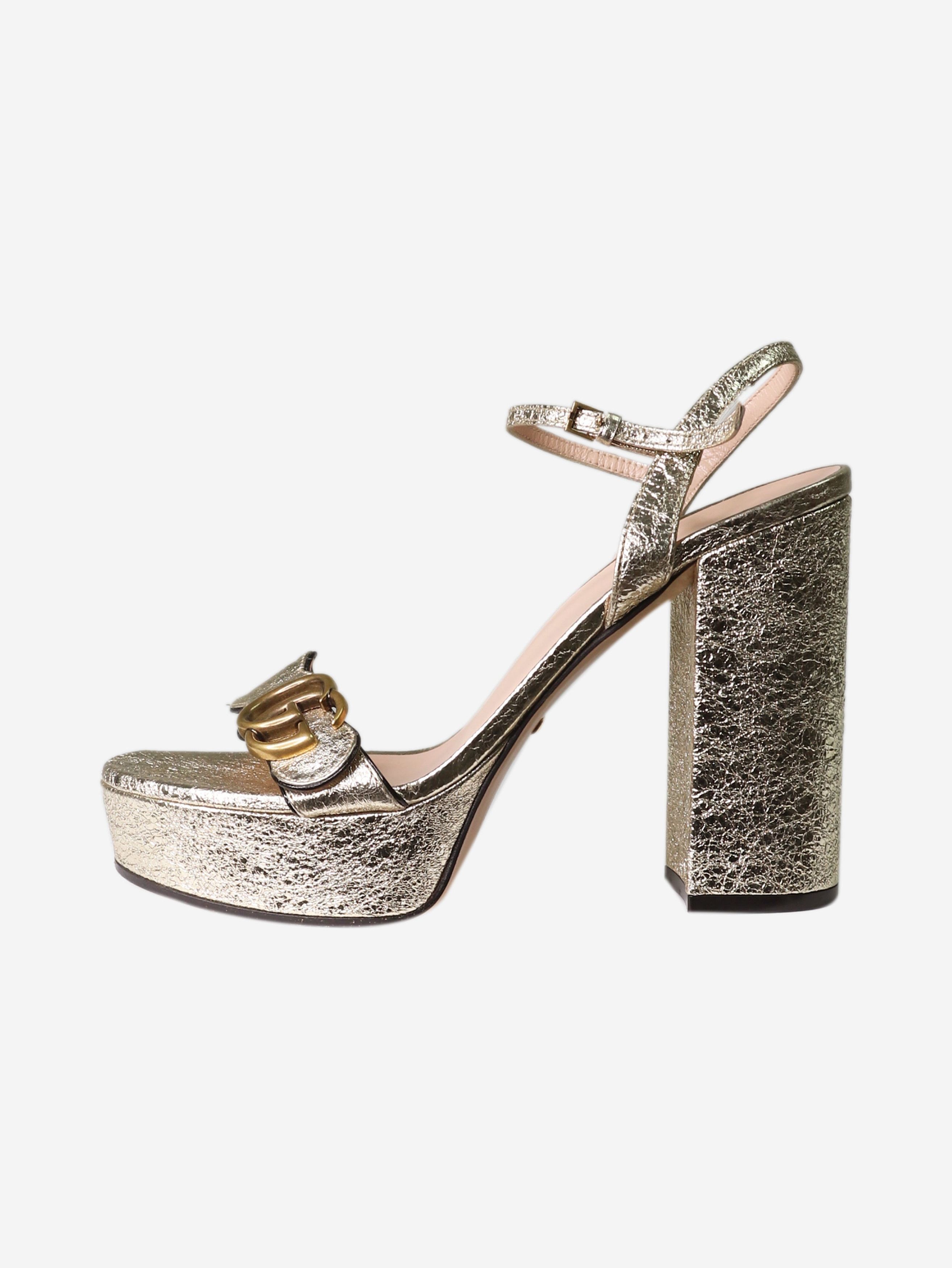 image of Gucci Gold Metallic Platform Heel Shoes - Size Eu 38.5 (Uk 5.5), Women's