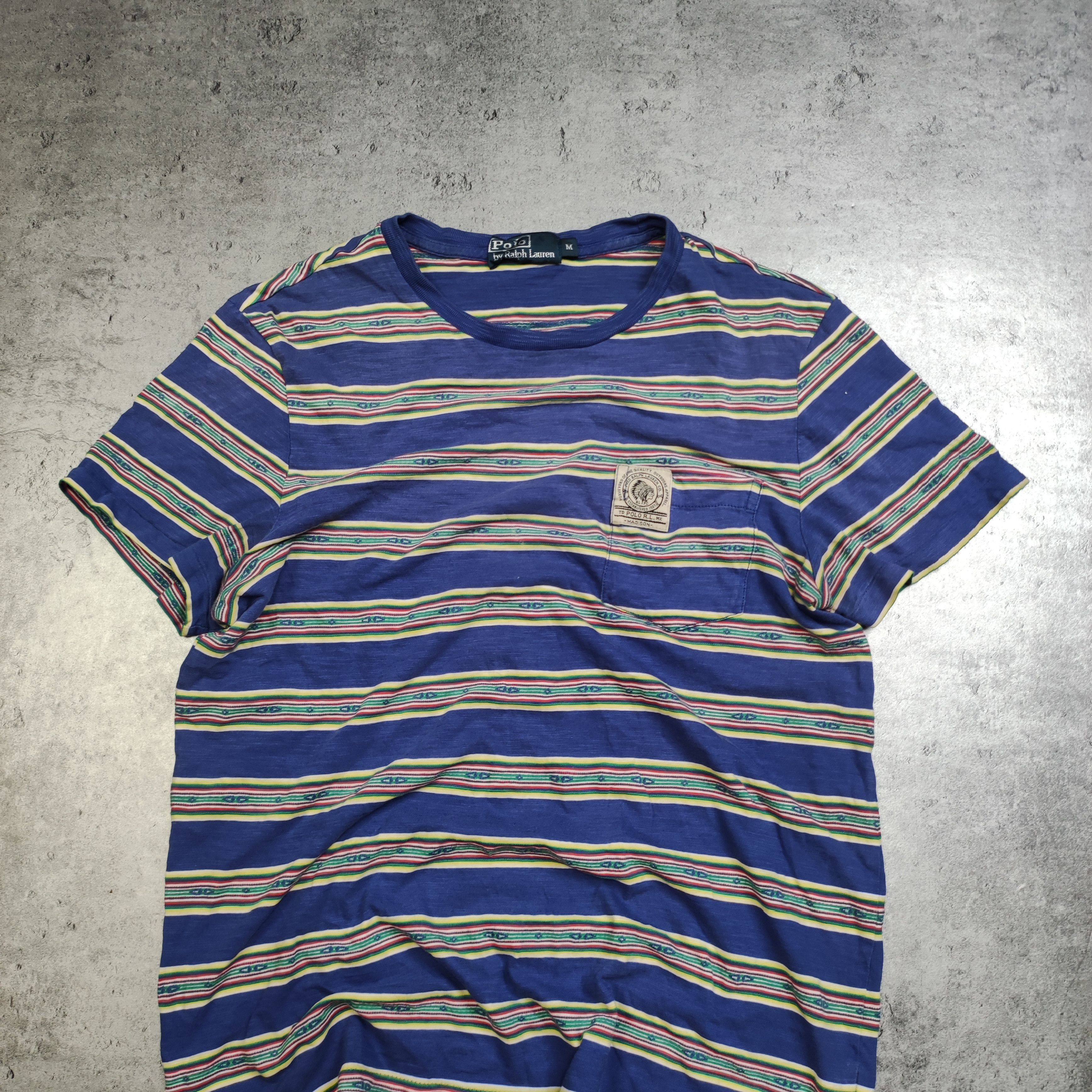 Polo Ralph Lauren × Ralph Lauren × Vintage Vintage RARE 90s Striped Madison Pocket Ralph Lauren Tshirt Size US M / EU 48-50 / 2 - 2 Thumbnail