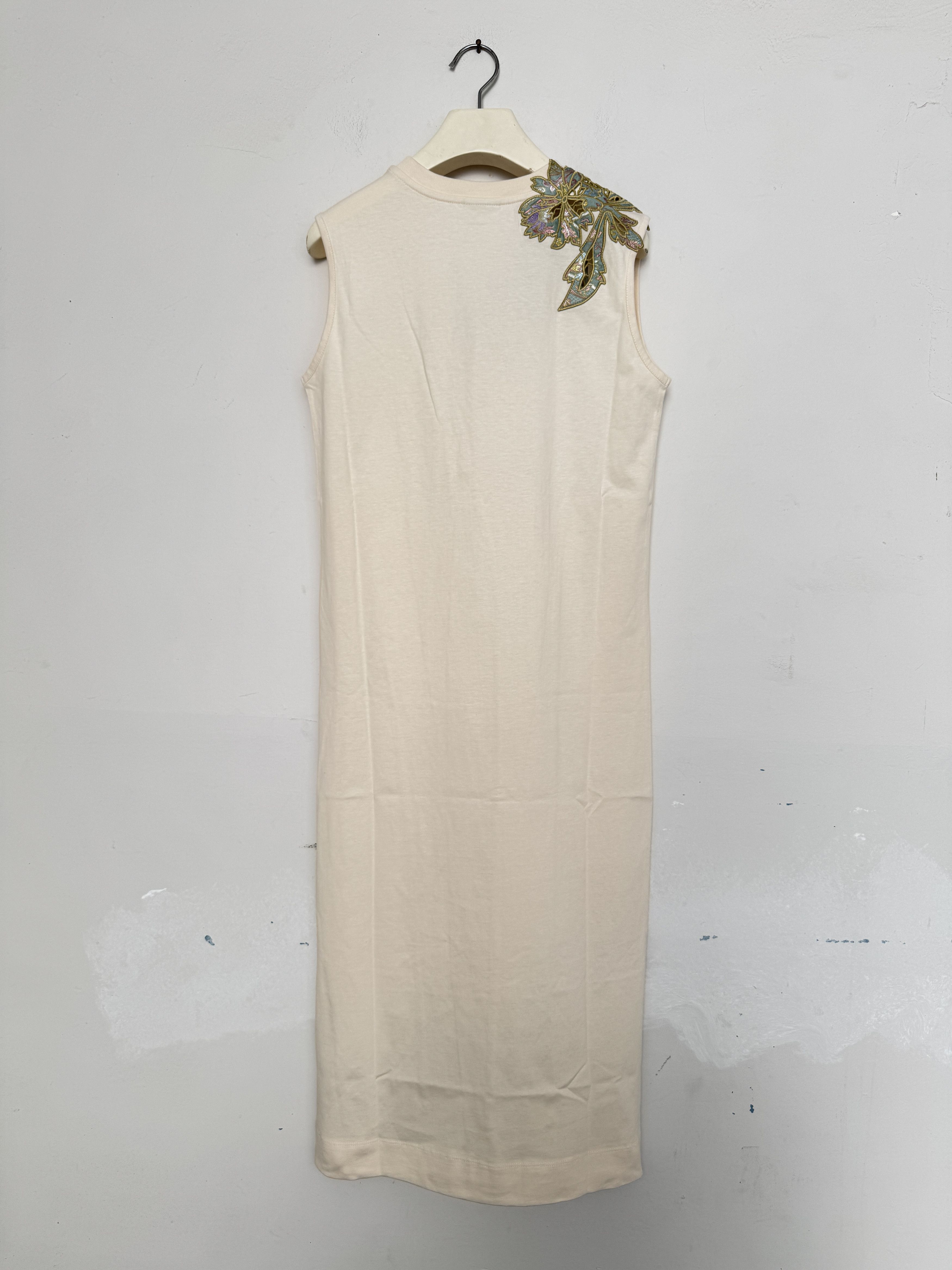 Dries Van Noten LACE AND BROCADE-TRIMMED COTTON-BLEND MIDI DRESS IN ECRU Size XS / US 0-2 / IT 36-38 - 2 Thumbnail