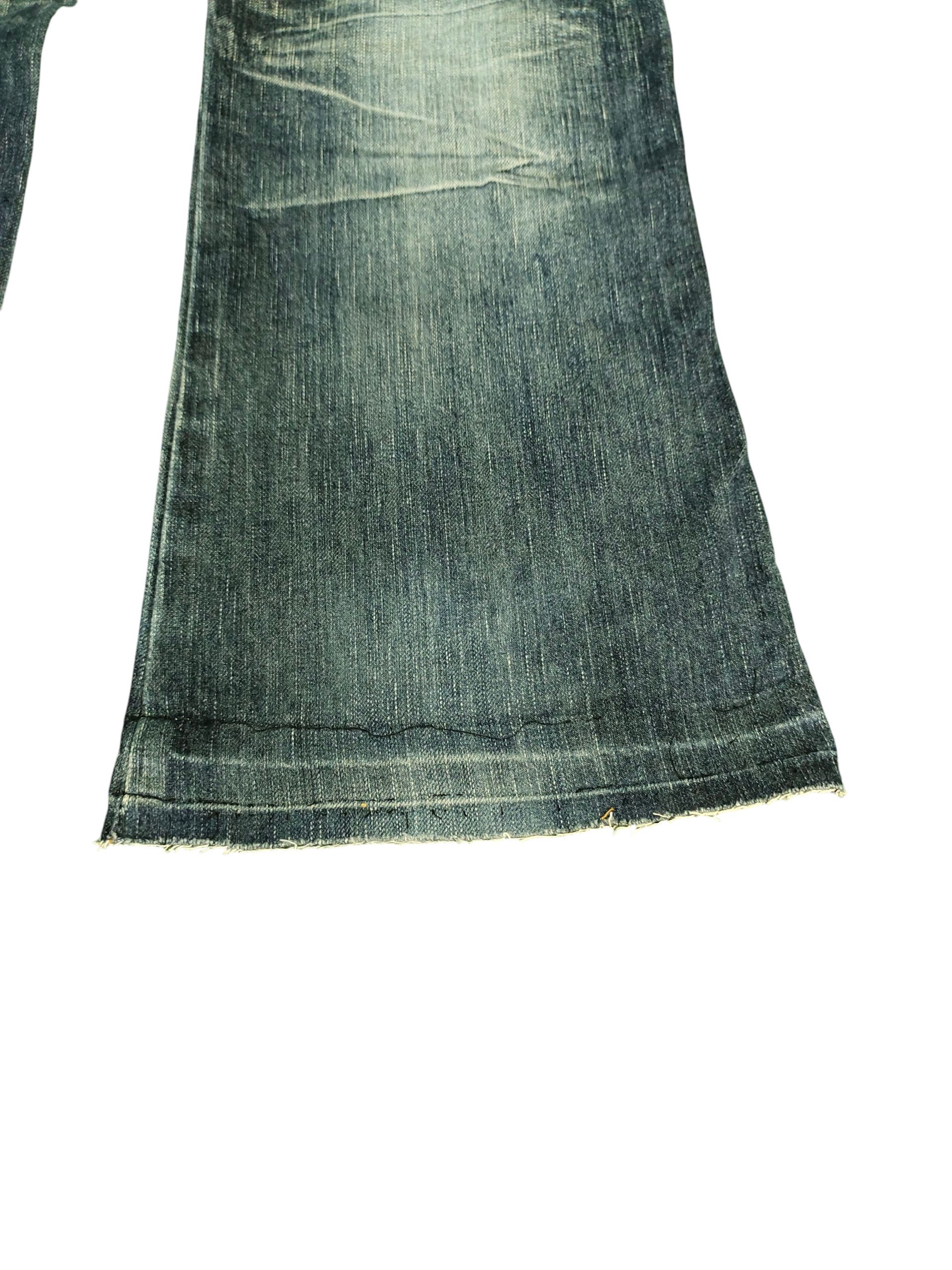 If Six Was Nine Flare Jeans Edwin Blue Trip Bullhead Distress Bootcut Y2k Size US 34 / EU 50 - 6 Thumbnail