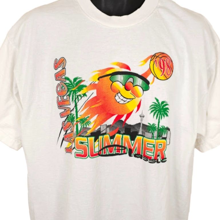 Vintage VINTAGE Alstyle Apparel & Activewear Basketball Summer Classic T Shirt Mens XL White 90s Las Vegas Mens Size US XL / EU 56 / 4 - 2 Thumbnail