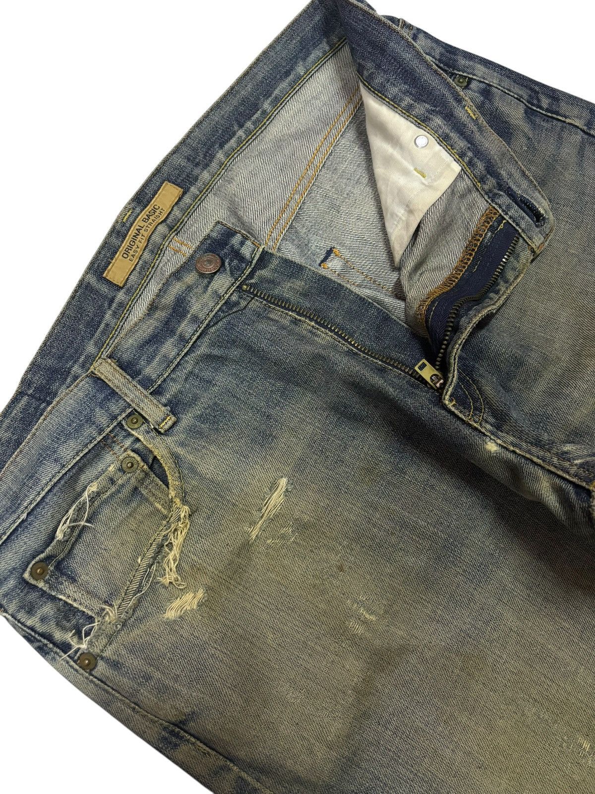 Japanese Brand × Kaihara Denim 90s Vintage Uniqlo S-003 Distressed Mud Washed Jeans Size US 37 - 4 Thumbnail