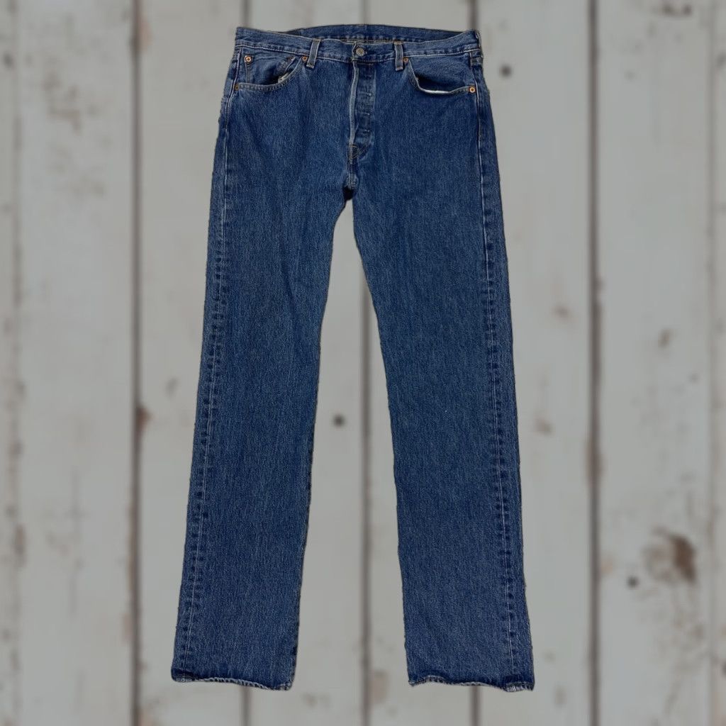 Levi's Levi's 501 XX Jeans Men 33x34 Blue Button Fly Straight Denim Cotton Regular 5-Pocket USA 501 Series Mens Straight Jeans Size US 33 - 1 Thumbnail