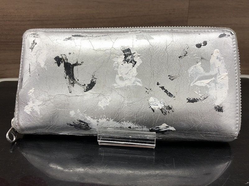 Comme des Garcons Wallet Long Paint Round Zip Gray Size ONE SIZE - 1 Thumbnail