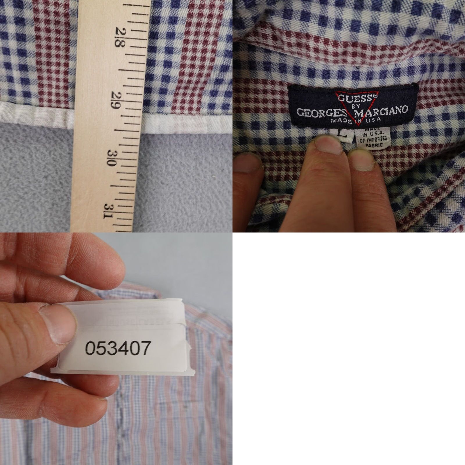 Guess VINTAGE GUESS Shirt Large Blue Red Plaid Flannel Button-Up 90s Workwear Mens Size US L / EU 52-54 / 3 - 8 Thumbnail