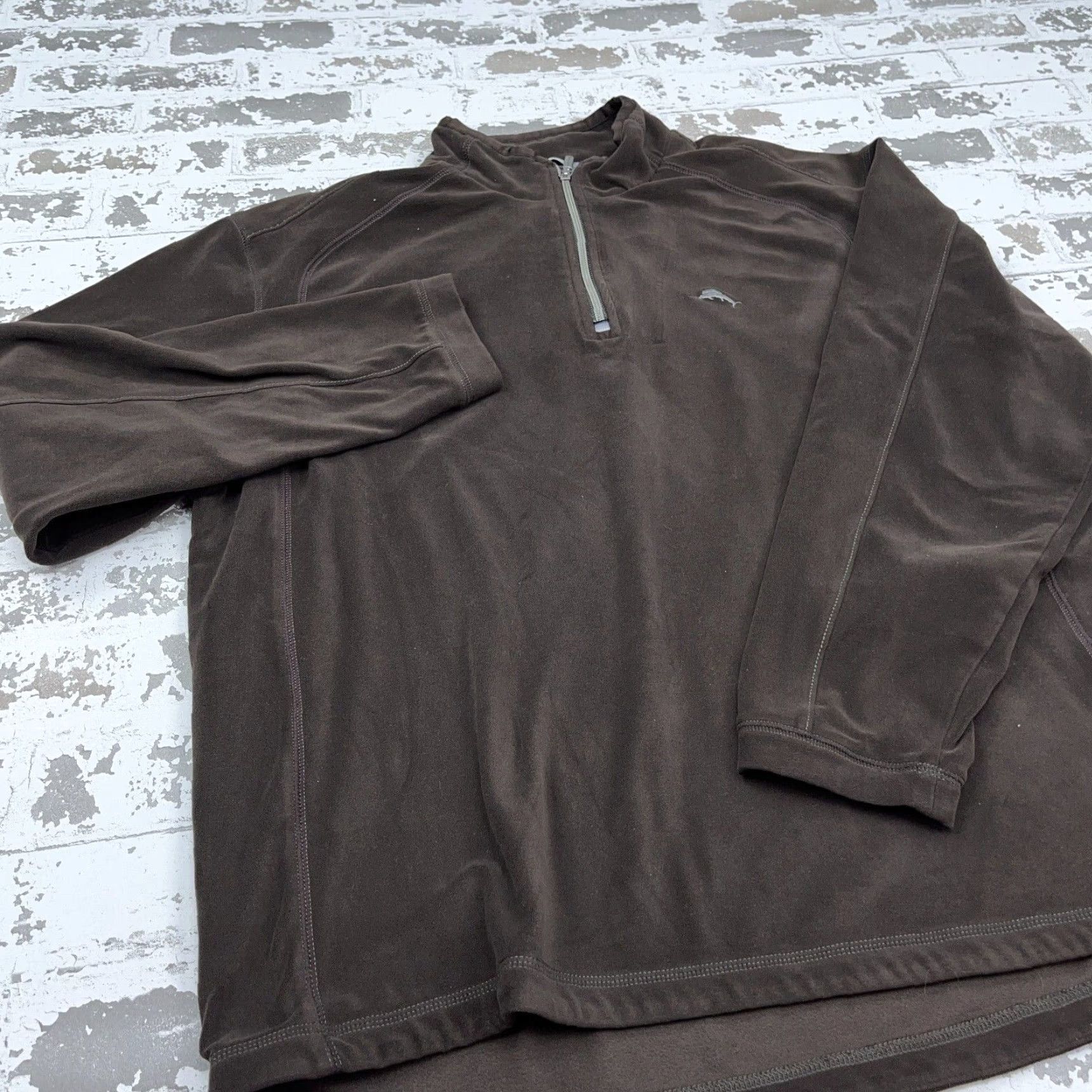 Tommy Bahama VINTAGE Tommy Bahama Sweater Men XL Brown Pullover Velour Quarter Zip Knit Shirt All Seasons Size US XL / EU 56 / 4 - 3 Thumbnail