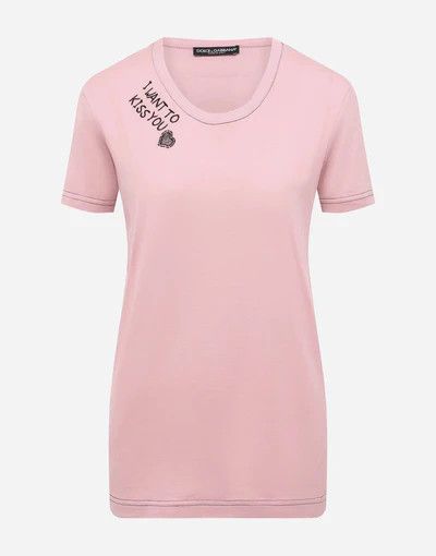 Dolce & Gabbana o1y0925 Crewneck T-Shirt in Pink Size XS / US 0-2 / IT 36-38 - 1 Thumbnail