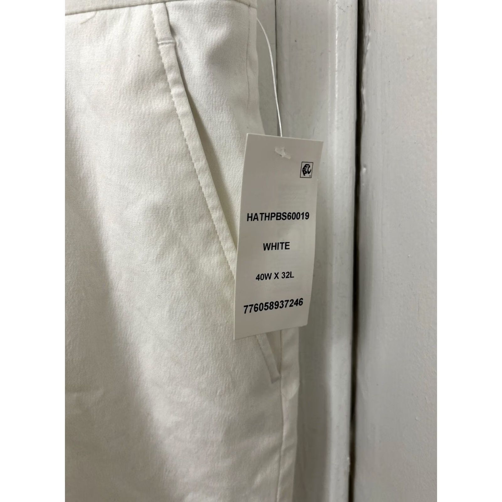Tommy Hilfiger Tommy Hilfiger Dress Pants Mens 40x27 White Cotton Stretch NWT Cuffed Logo Zipper Flat Front Straight Leg"} Size US 40 / EU 56 - 5 Thumbnail