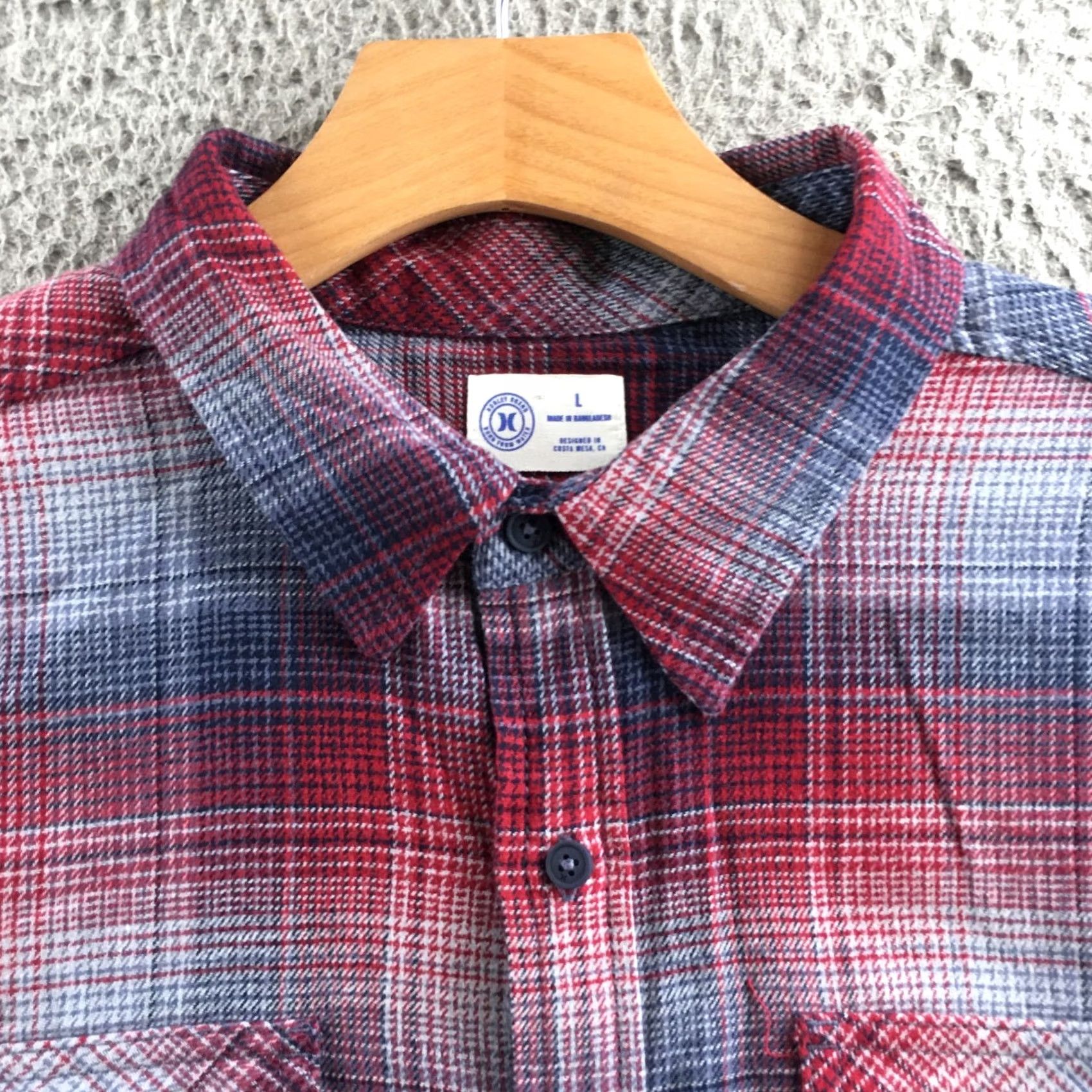 Hurley Hurley Button Up Casual Shirt Mens Large Red Plaid Cotton Long Sleeve Collared Size US L / EU 52-54 / 3 - 3 Thumbnail