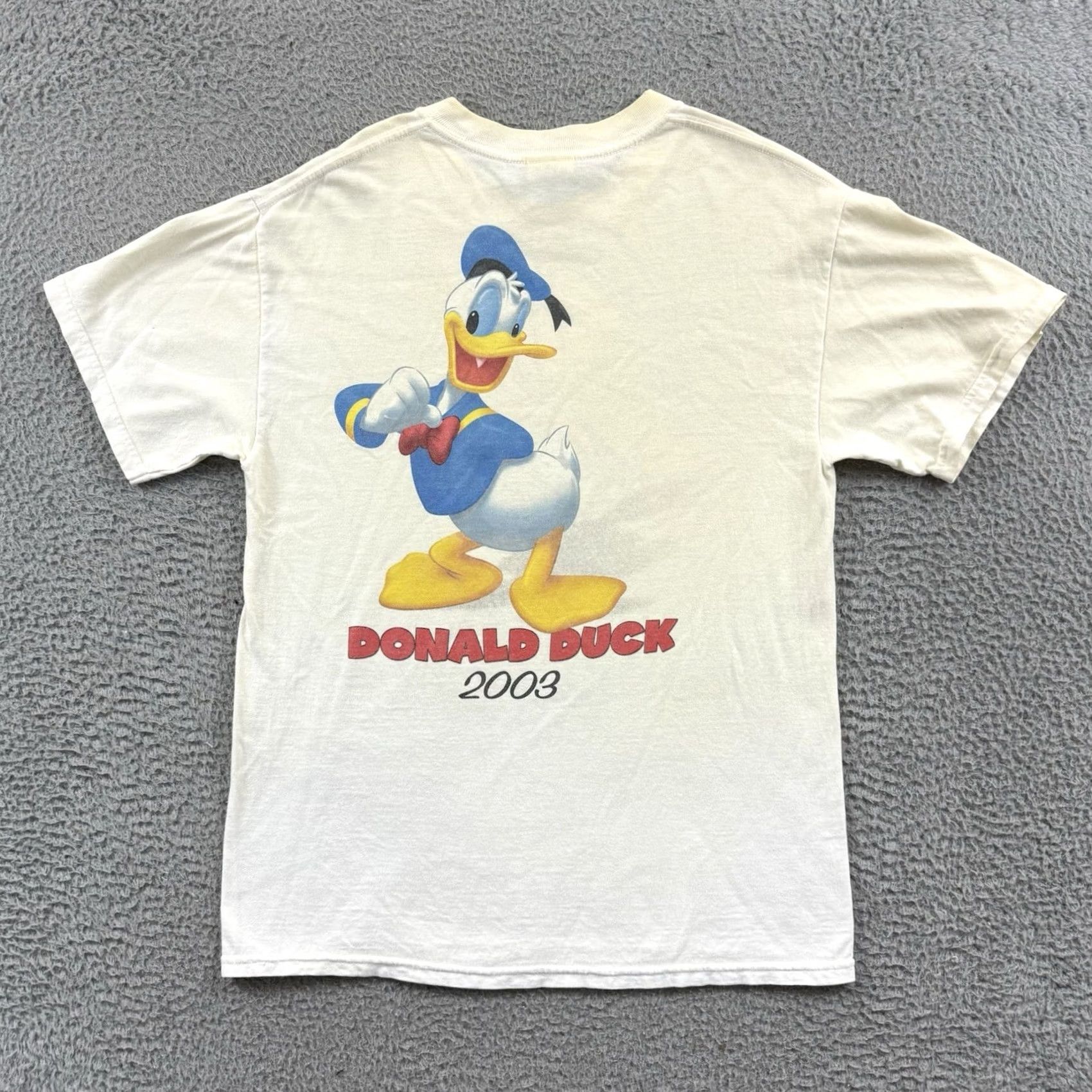 Disney VINTAGE Donald Duck Shirt Mens M White Disney Cartoon Short Sleeve 90s Retro Pop Culture Disney Shirt Mens Medium White T-Shirt Size US M / EU 48-50 / 2 - 7 Thumbnail