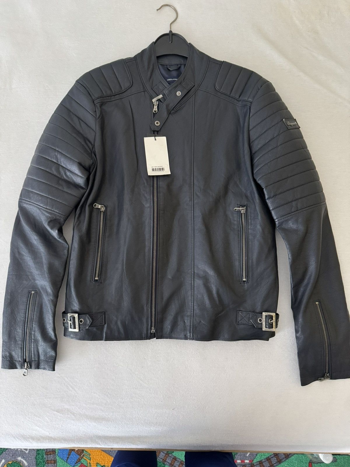 Dsquared2 Dsquared2 Leather Jacket – New with Tags – ART 17816 – Navy Size US M / EU 48-50 / 2 - 1 Thumbnail