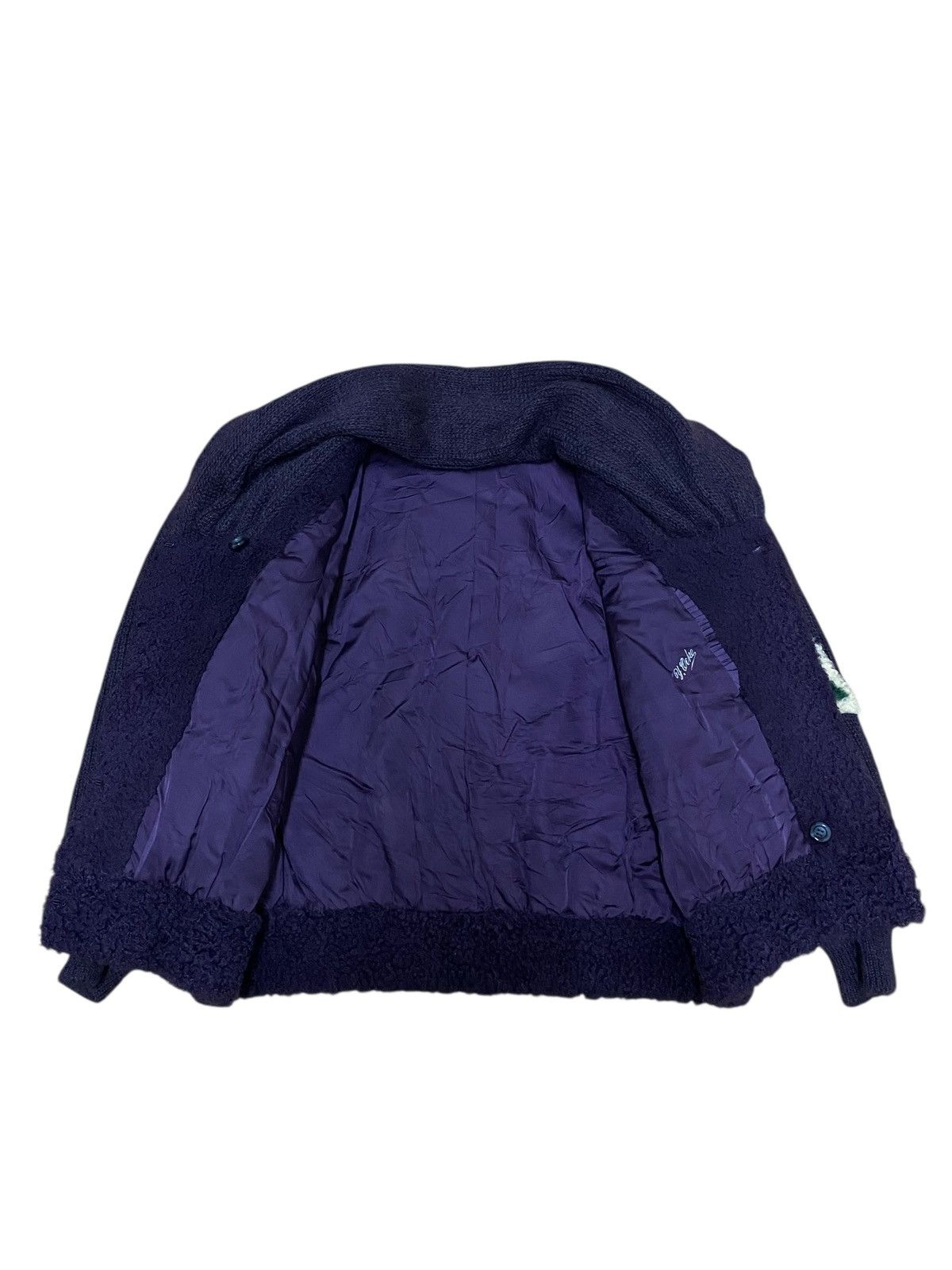 Japanese Brand Rare🔥 Lamb Fur Leaf Motive Hybrid Wool Knitwear Jacket (C4) Size US M / EU 48-50 / 2 - 4 Thumbnail