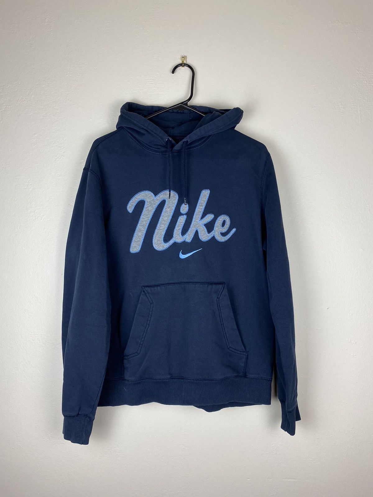 Nike Nike Center Swoosh Rare Navy Blue Hoodie Sweatshirt Size US L / EU 52-54 / 3 - 1 Thumbnail