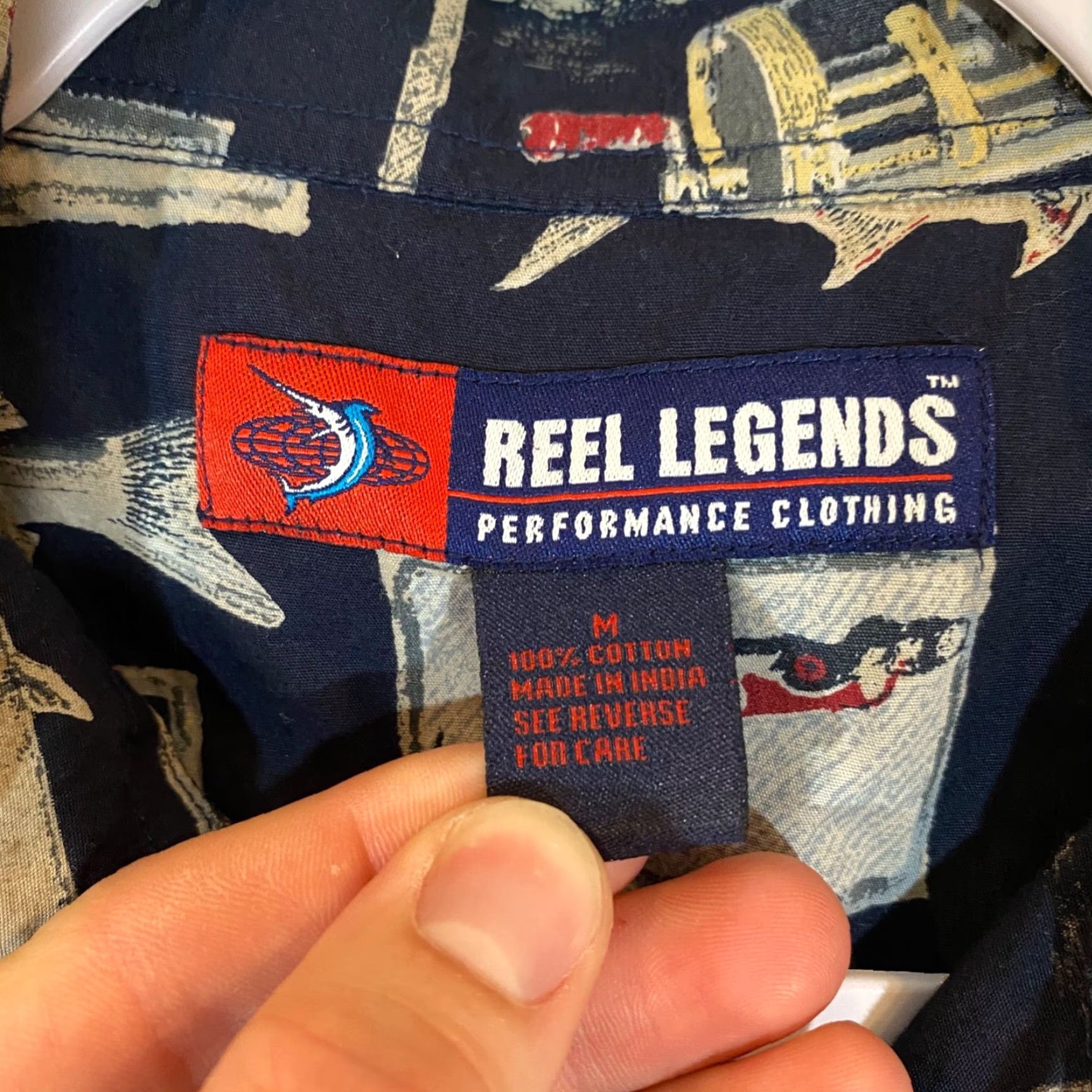 Vintage Reel Legends Shirt Mens Medium Blue Fish Button Up Fishing S/S Performance Size US M / EU 48-50 / 2 - 2 Thumbnail