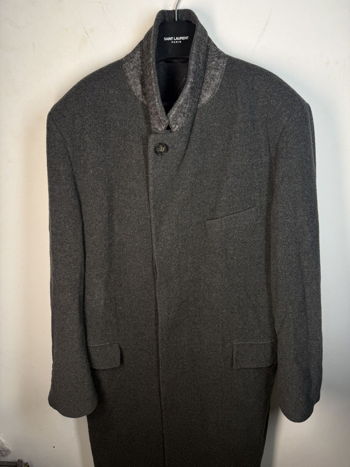 Yves Saint Laurent Grey Wool YSL Coat Heavy Soft Long Size US XL / EU 56 / 4 - 11 Thumbnail