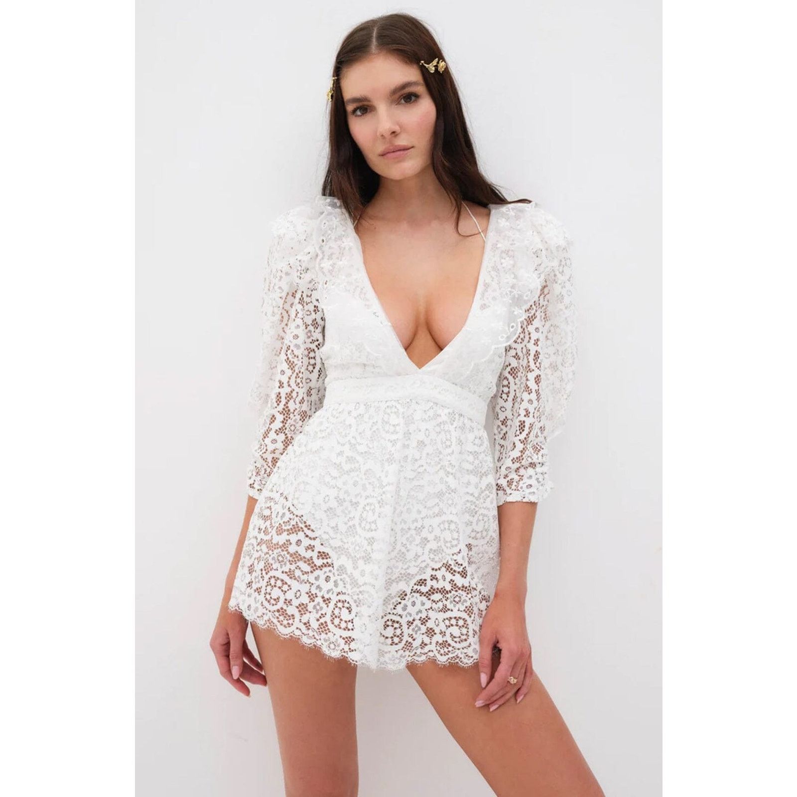 Free People New FREE PEOPLE For Love & Lemons Santo Romper $268 SMALL Size 28" / US 6 / IT 42 - 6 Thumbnail