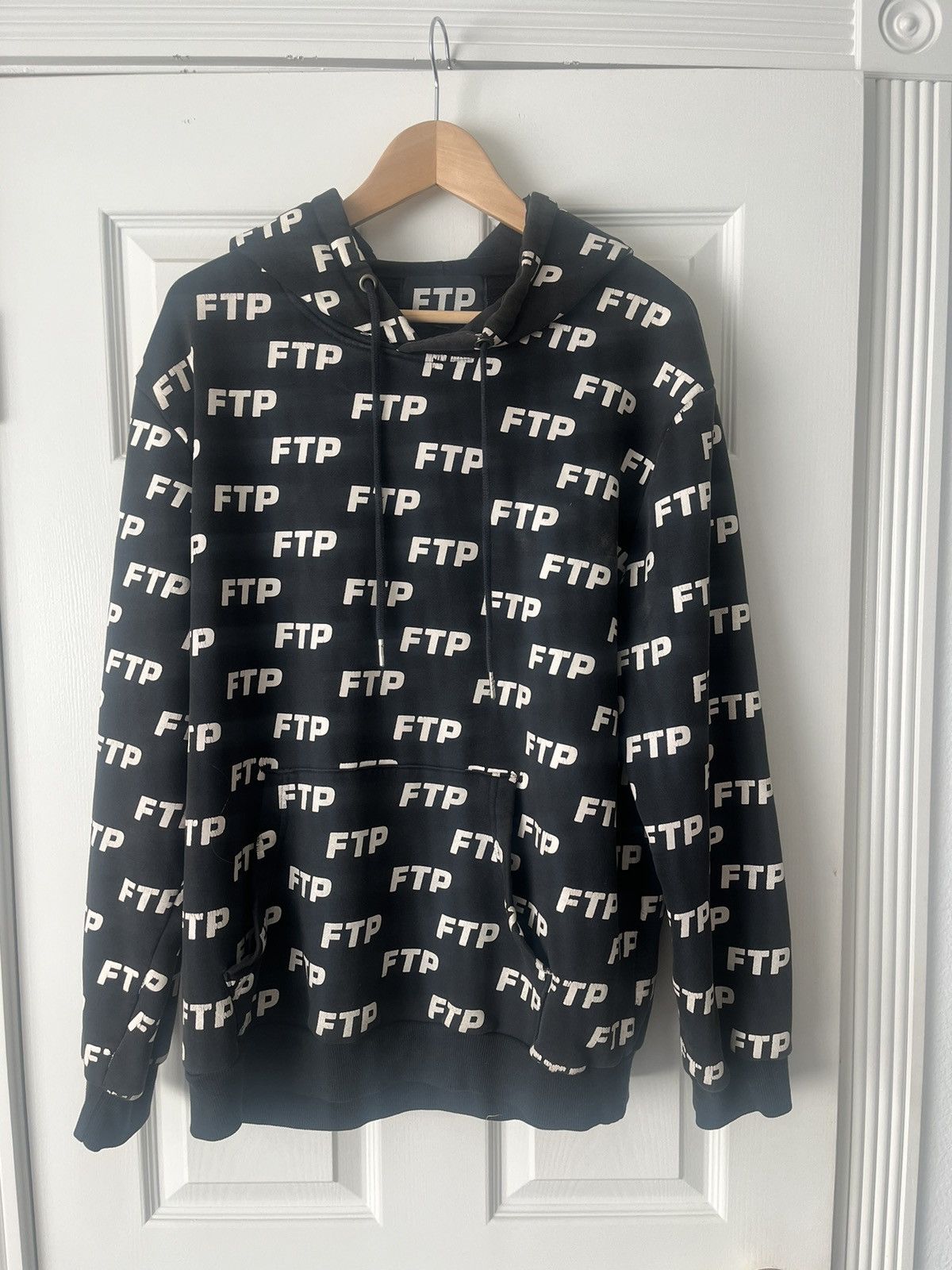 FTP F The Population Crewneck store Pink With Black and Purple Text