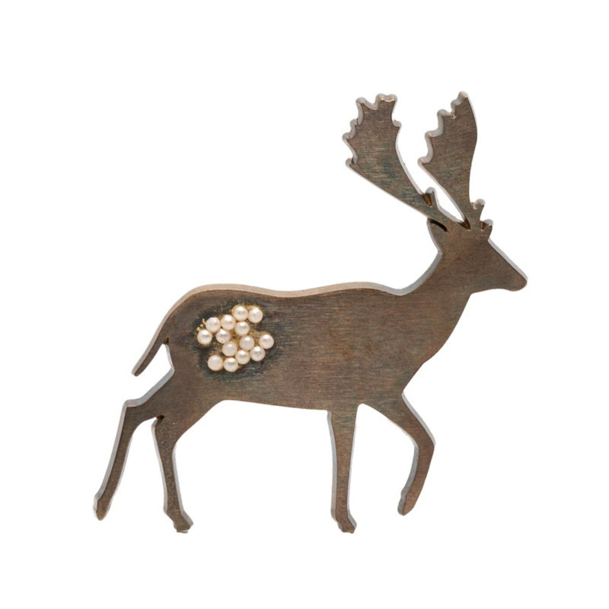 Chanel Chanel Coco Mark Reindeer Brooch, Gold Plated, Faux Pearl, Women's CHANEL Size ONE SIZE - 1 Thumbnail