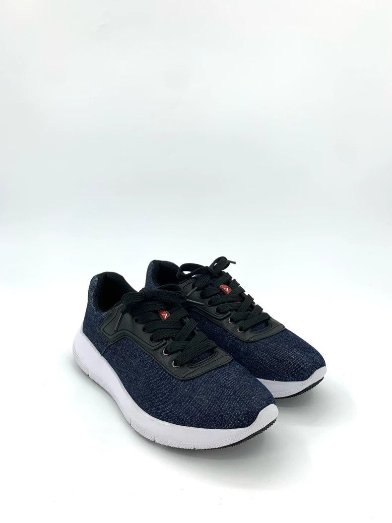 Prada Prada Dark blue denim lace-up casual shoes sneakers 2501-Ne Size US 7 / EU 40 - 2 Thumbnail