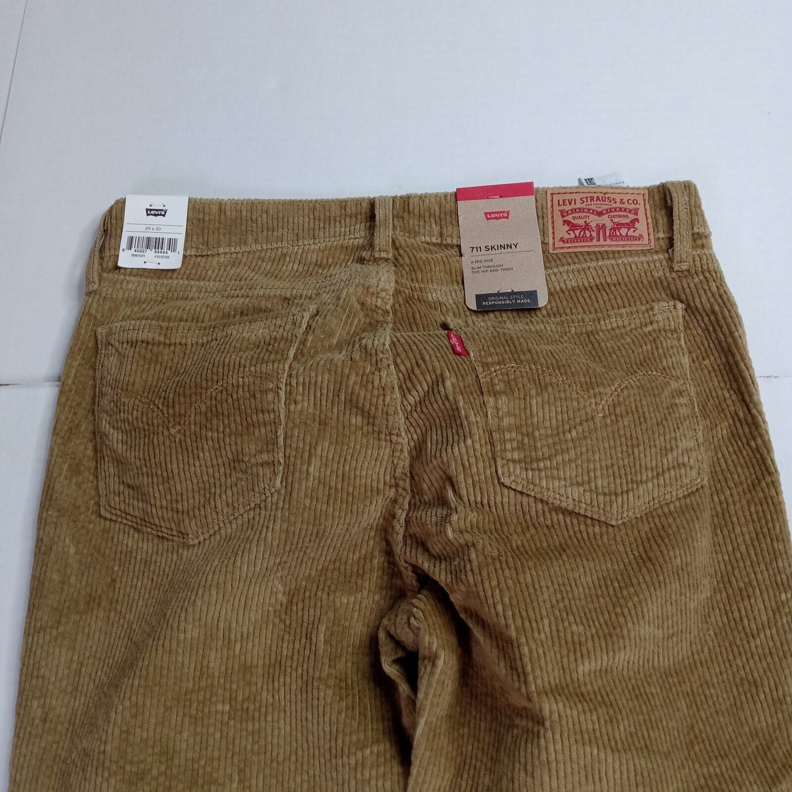 Levi's Levi's 711 Skinny Corduroy Pants Women's 29x30 Brown IRREGUL Size 29" - 9 Thumbnail