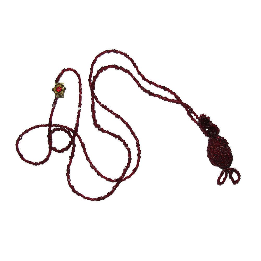 Designer Victorian Red Garnet Bead Tassel Flapper Necklace Size ONE SIZE - 3 Thumbnail