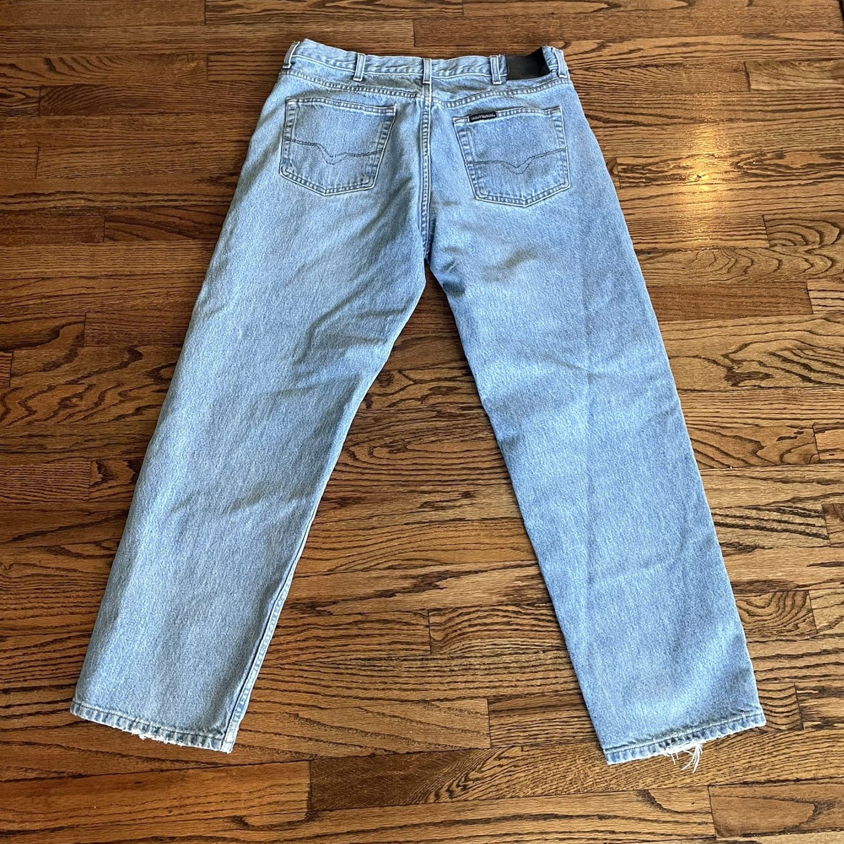 Harley Davidson Harley-Davidson Jeans Men 36x31 Blue Denim Straight Leg 5-Pocket Bootcut Distressed Logo Belt Loops Leather/Metal Accents Motorcycle Biker Size US 36 / EU 52 - 5 Thumbnail