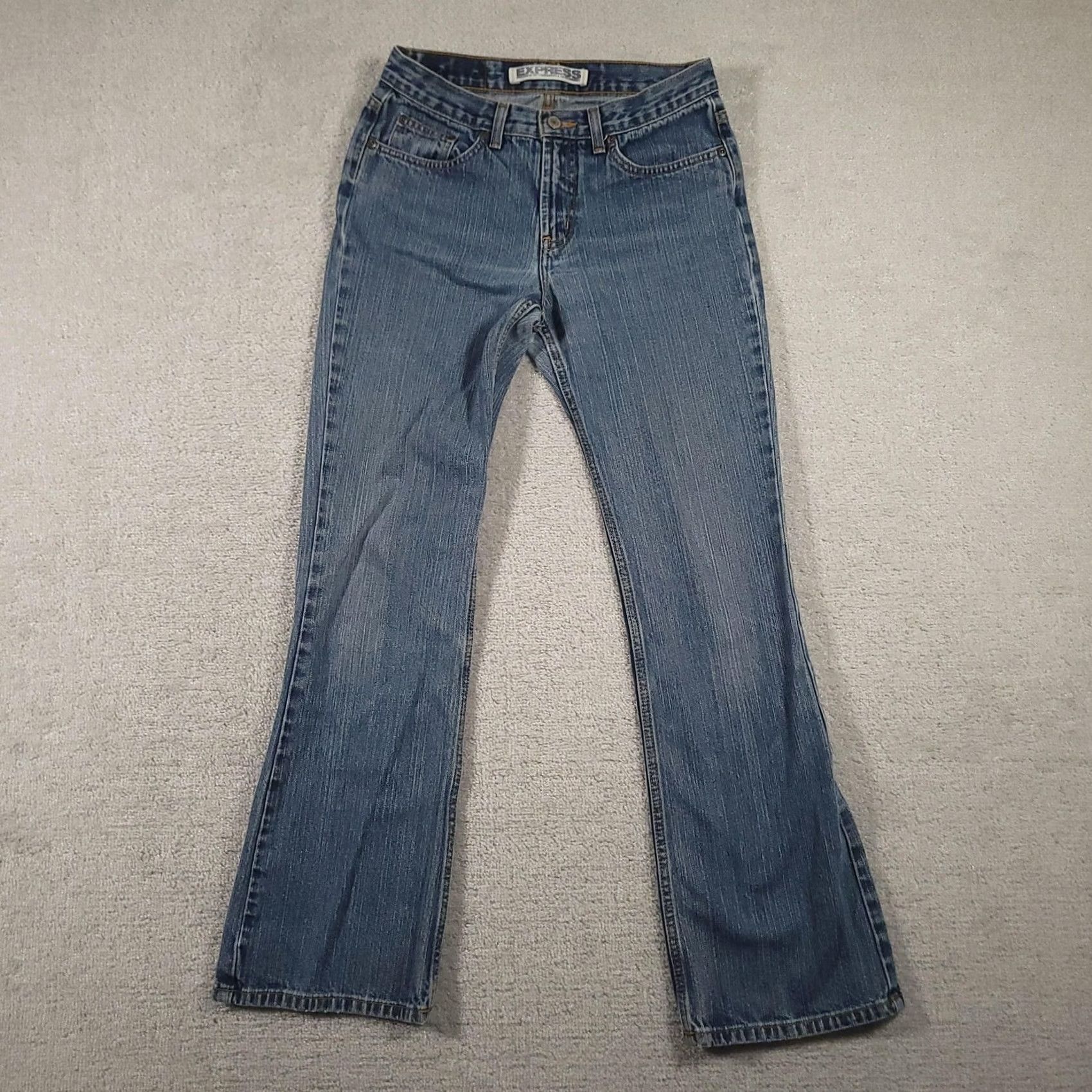 Express Express Jeans Womens 8 Blue Denim Bootcut Mid Rise Precision Fit R&D Patch Logo Shirt/Jeans Womens Medium Blue 90s/2000s Style Size 30" / US 8 / IT 44 - 2 Thumbnail