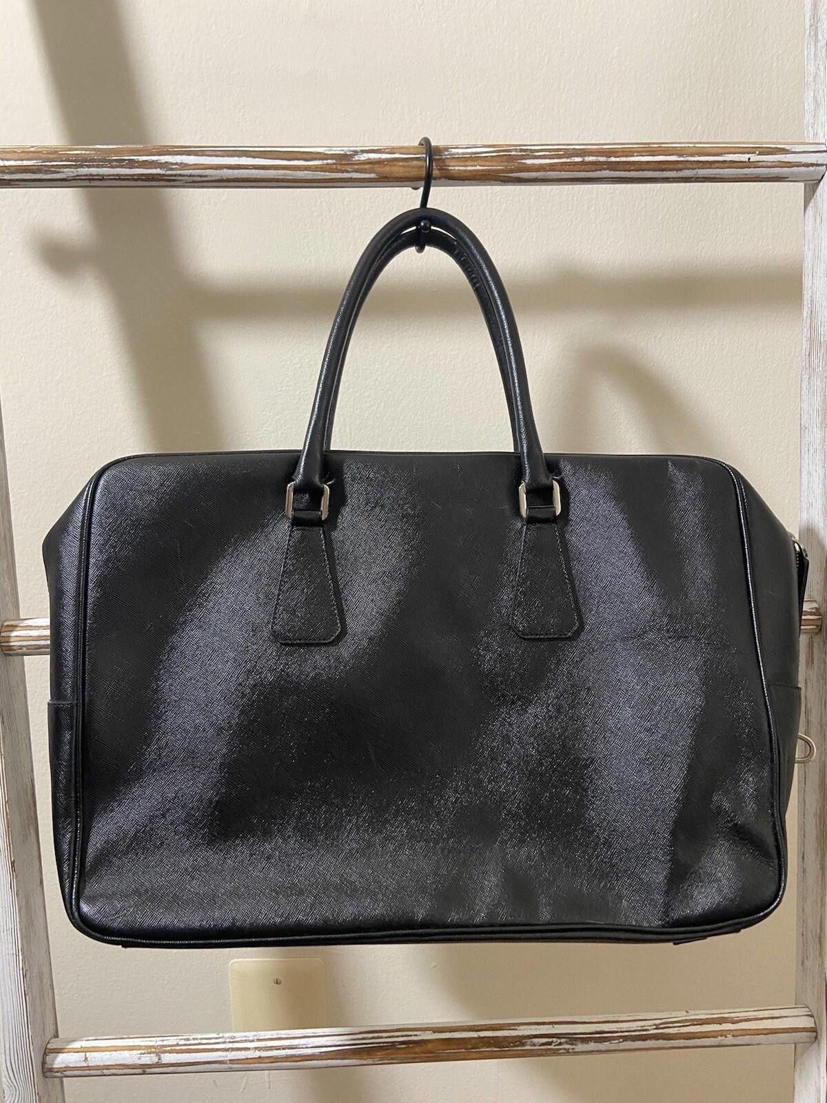 Prada Prada black saffiano leather briefcase travel handbag, good Size ONE SIZE - 1 Thumbnail
