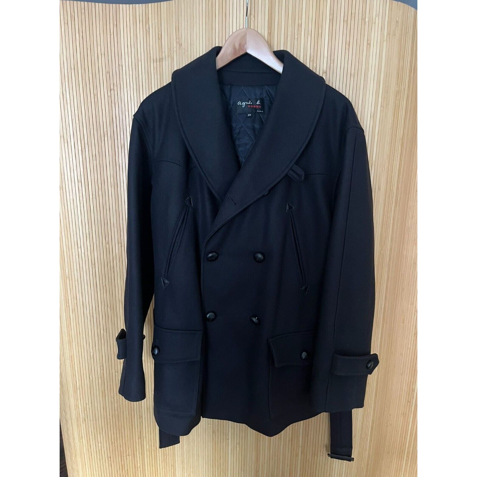 Agnes B Homme Wool Belted Motorcycle Jacket / Lined Trench