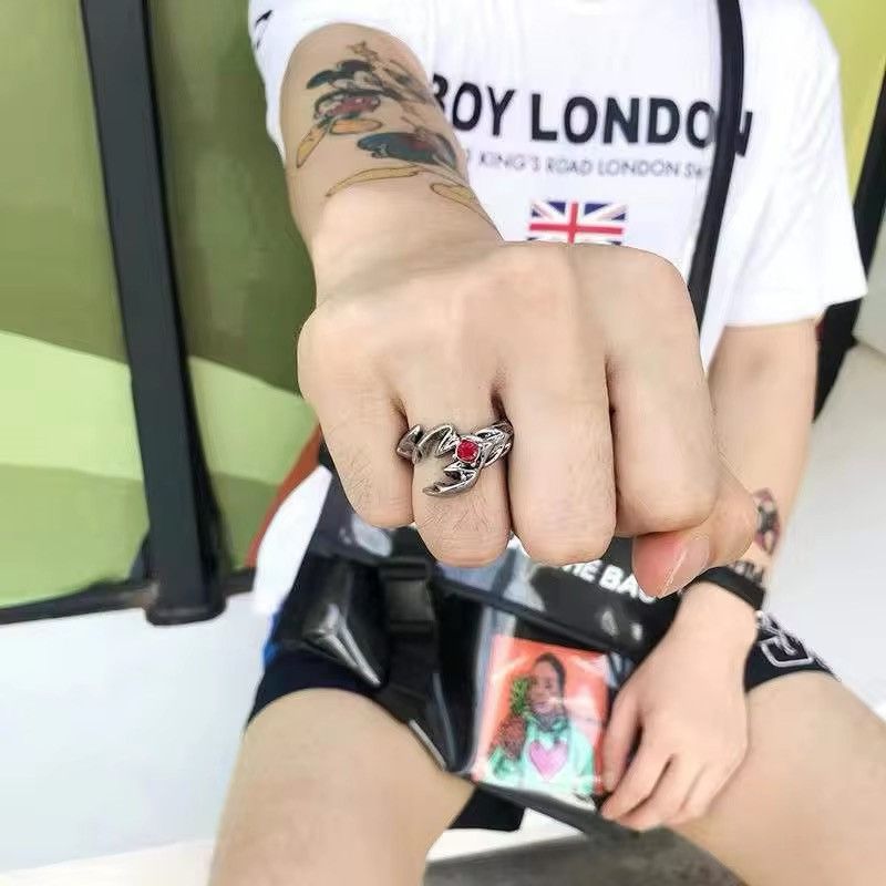 Jewelry × Sterling Silver × Vintage Crystal Red Scorpion Ring Size ONE SIZE - 3 Thumbnail