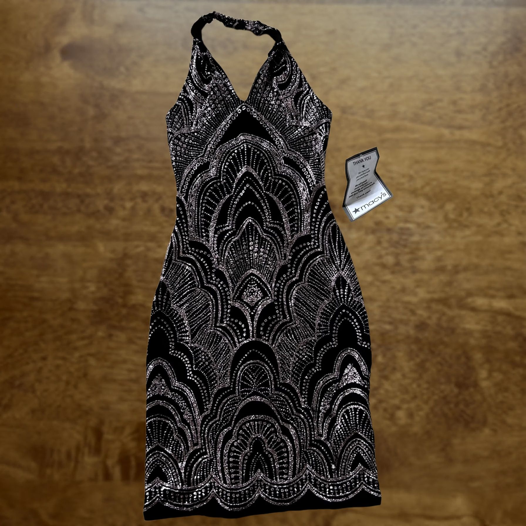 Vintage VINTAGE Jump Apparel Dress Womens 2XS Black Halter Bodycon Glitter Art Deco Party Size XXS / US 00 / IT 34 - 1 Thumbnail