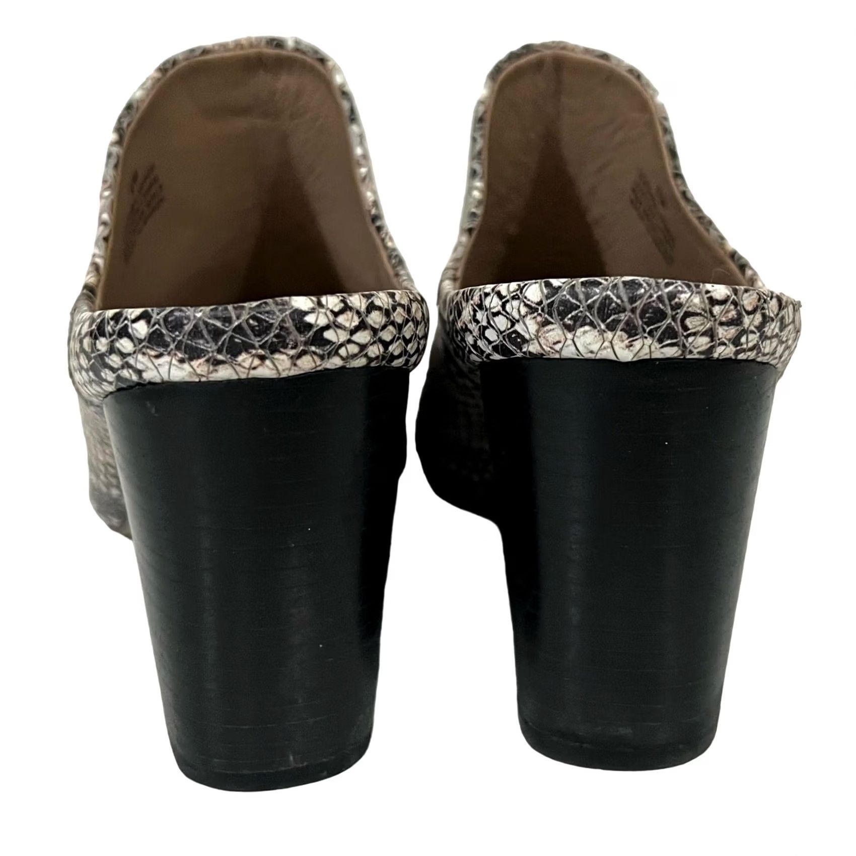 Vintage VINTAGE ABLE Snakeskin Leather Block Heeled Mules Pointed-Toe Sz 8M BRAZIL MADE Women Shoes Black Snake Print Block Heel Slip On Brazil MADE Size US 8 / IT 38 - 7 Thumbnail