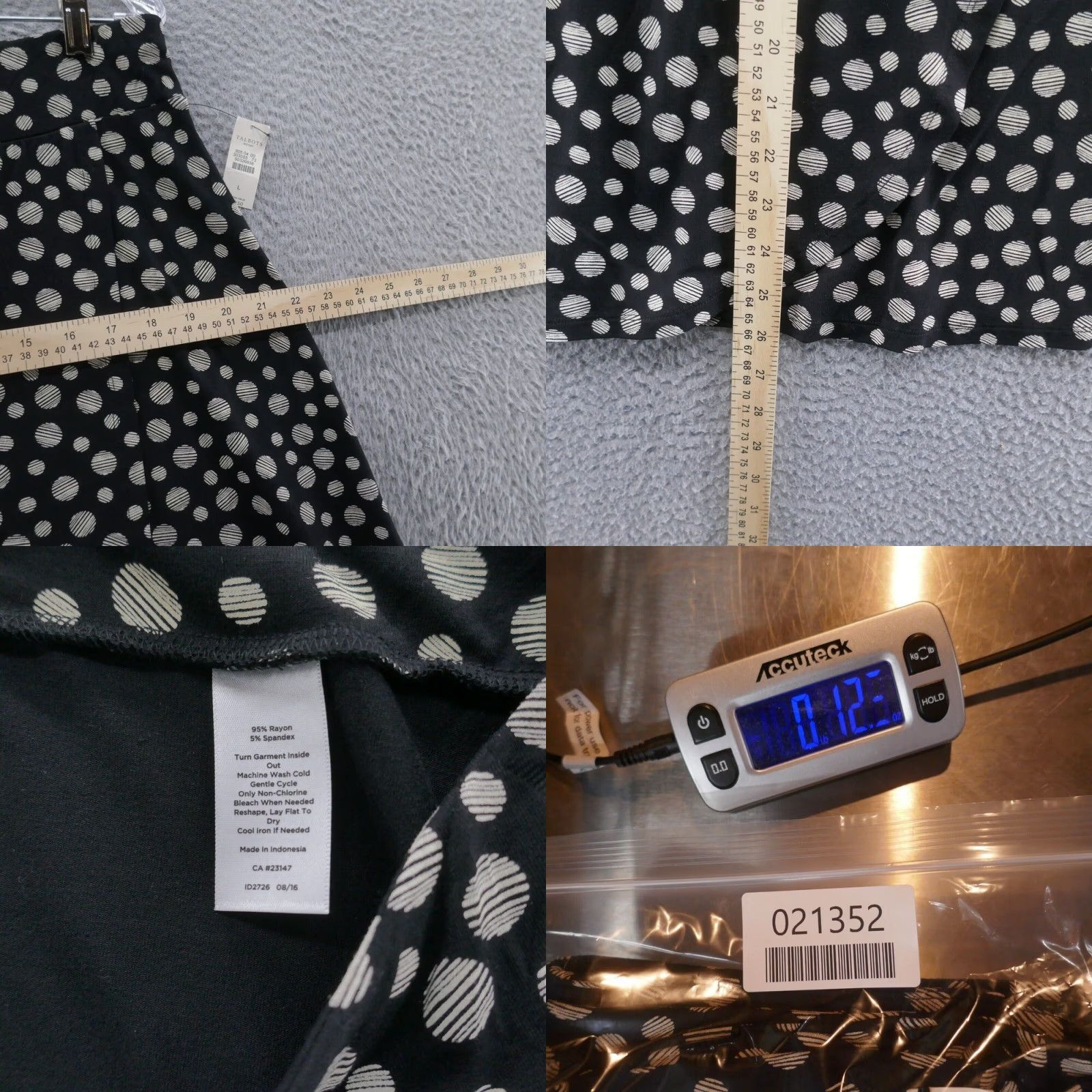 Talbots Talbots Skirt Midi Wrap Knit Black Beige Polka Dot Pull On NEW Women L Size 36" / US 14 / IT 50 - 8 Thumbnail