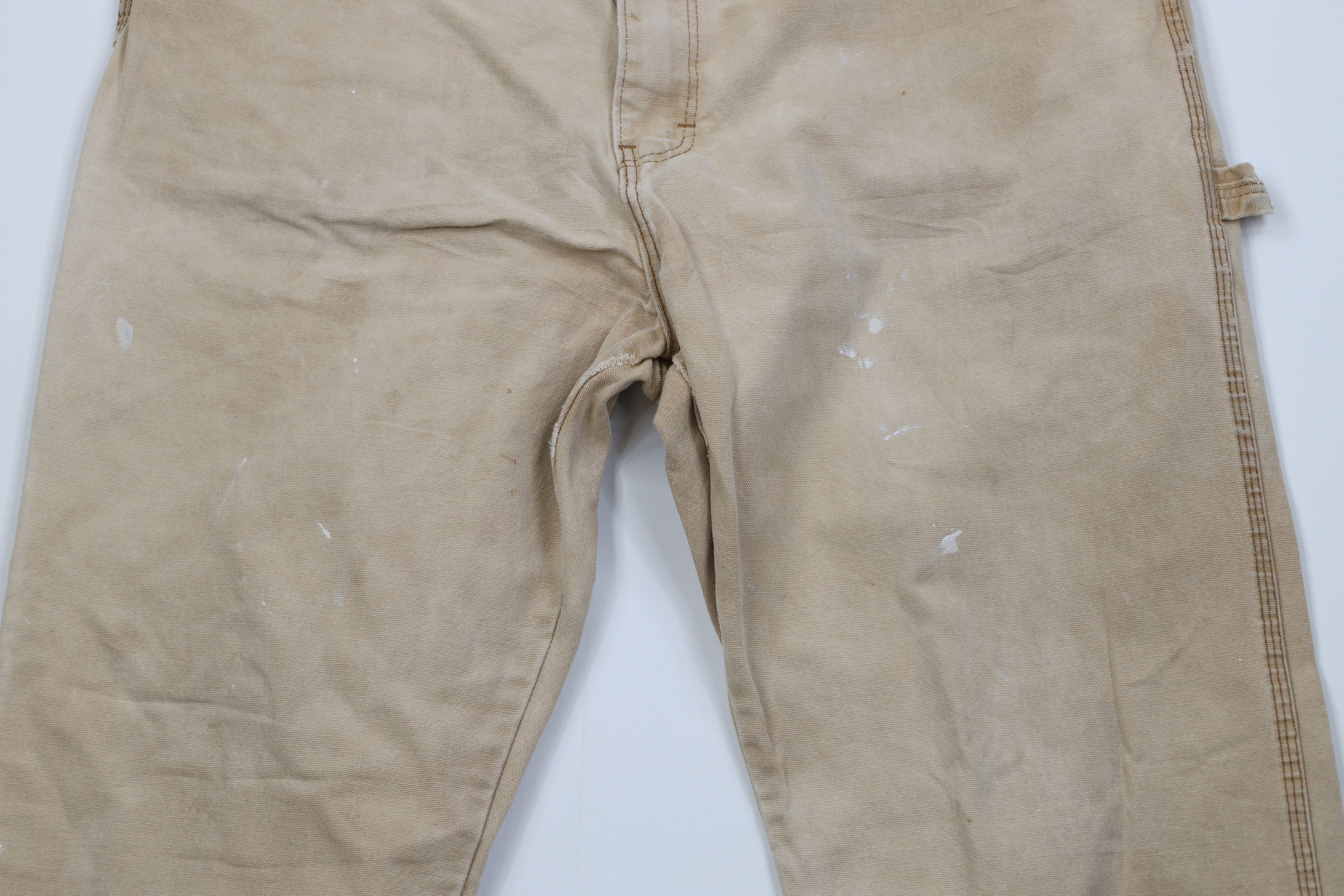 Dickies Vintage 90s Dickies Canvas Wide Leg Dungaree Pants Beige Size US 36 / EU 52 - 3 Thumbnail