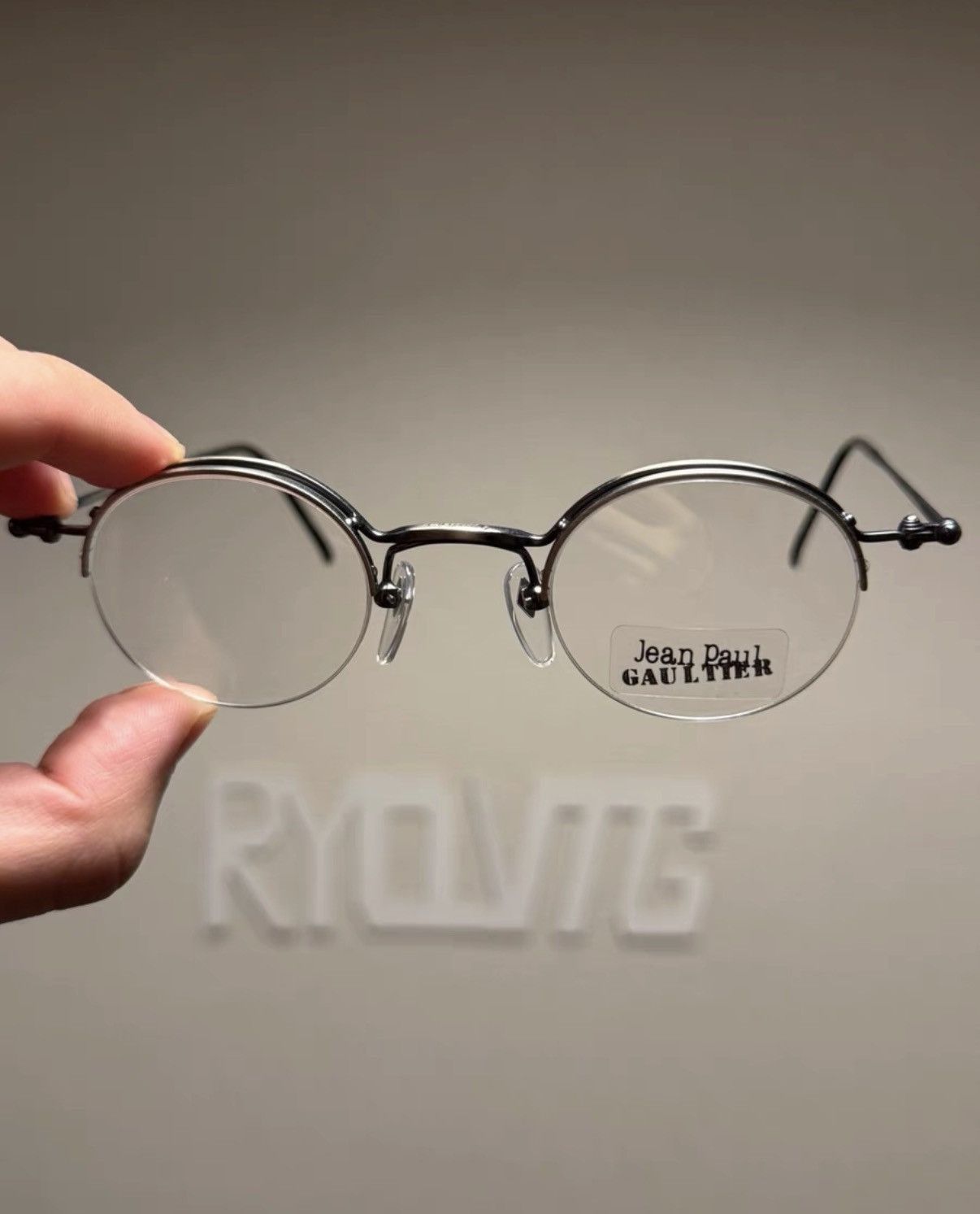 Jean Paul Gaultier White Round Frame Clear Lens Glasses Size ONE SIZE - 1 Thumbnail