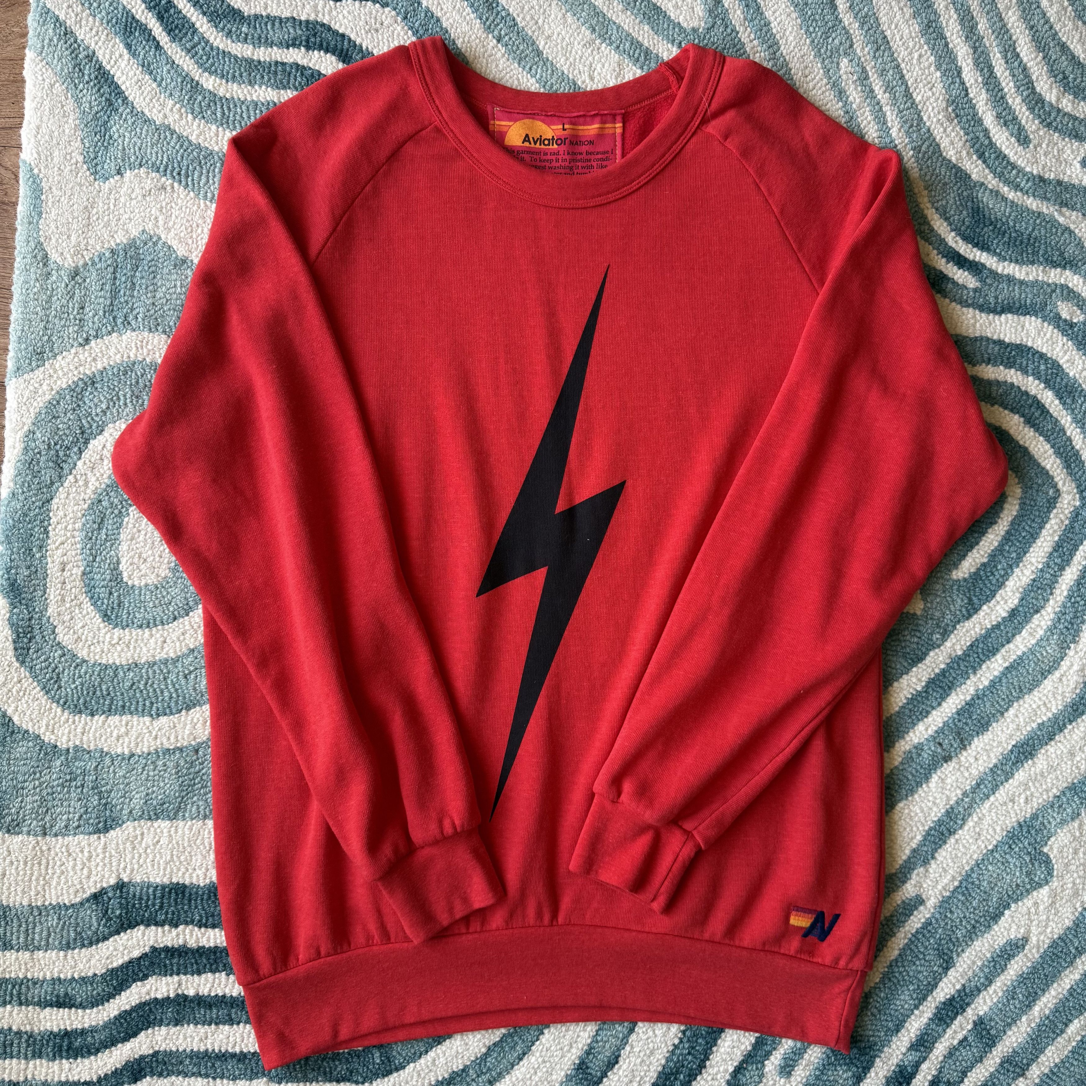 Aviator Nation Aviator Nation Bolt Crew Sweatshirt Mens Womens Red + Black Size US L / EU 52-54 / 3 - 1 Thumbnail