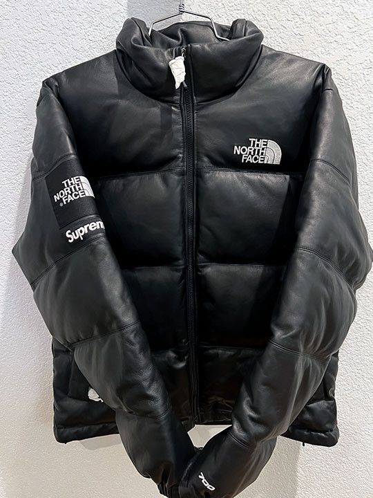 Supreme tnf leather on sale nuptse