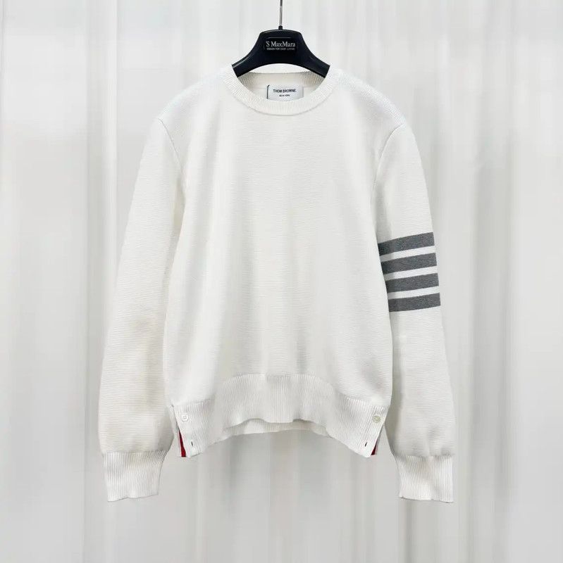 Thom Browne Thom Browne White Striped Long Sleeve Sweatshirt 0089 Size S / US 4 / IT 40 - 1 Thumbnail