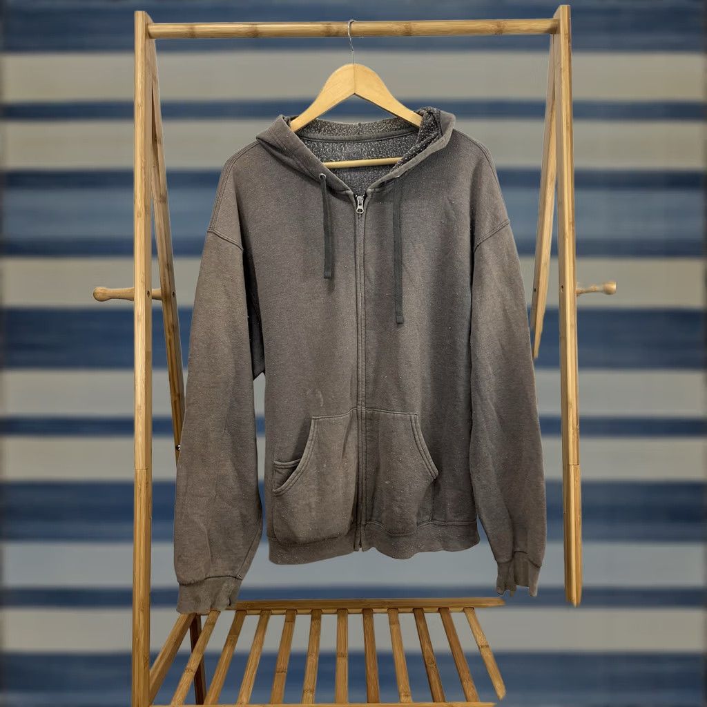 Fruit Of The Loom VINTAGE Fruit of the Loom Hoodie Gray Full Zip WIP Thin Worn Sweatshirt Size XL Mens Size US XL / EU 56 / 4 - 1 Thumbnail