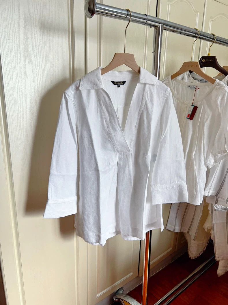 Loro Piana LORO PIANA White linen top Size S / US 4 / IT 40 - 4 Thumbnail