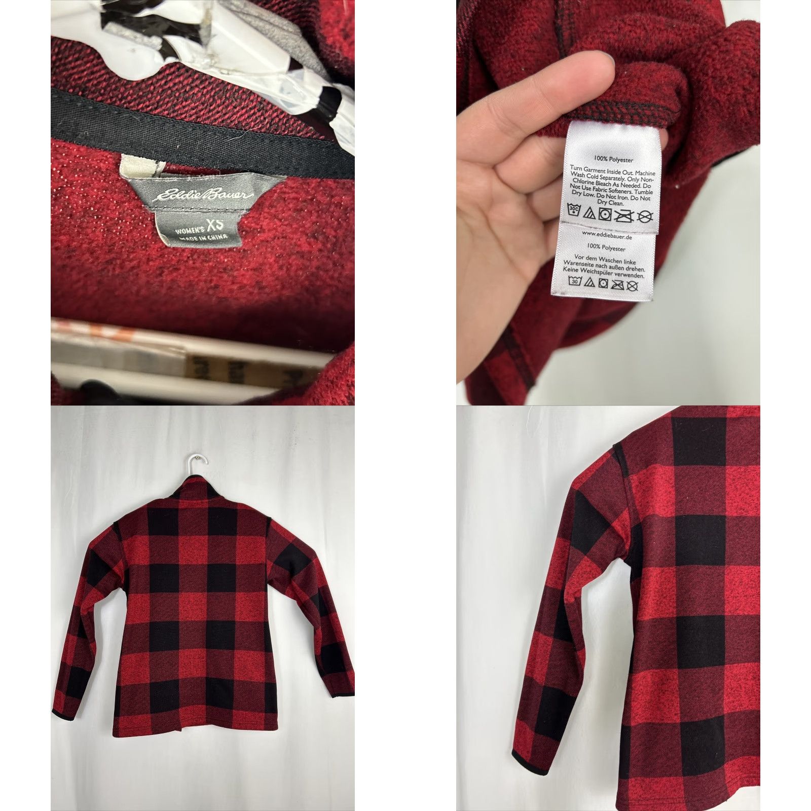 Eddie Bauer Eddie Bauer Womens XS Sweater Plaid 1/4 Snap Pullover Black Red Lumberjack (Colorful) Womens XS Pullover Sweater Size XS / US 0-2 / IT 36-38 - 8 Thumbnail