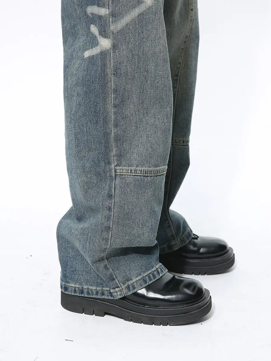 Japanese Brand Retro loose hip-hop straight leg jeans Size US 32 / EU 48 - 3 Thumbnail