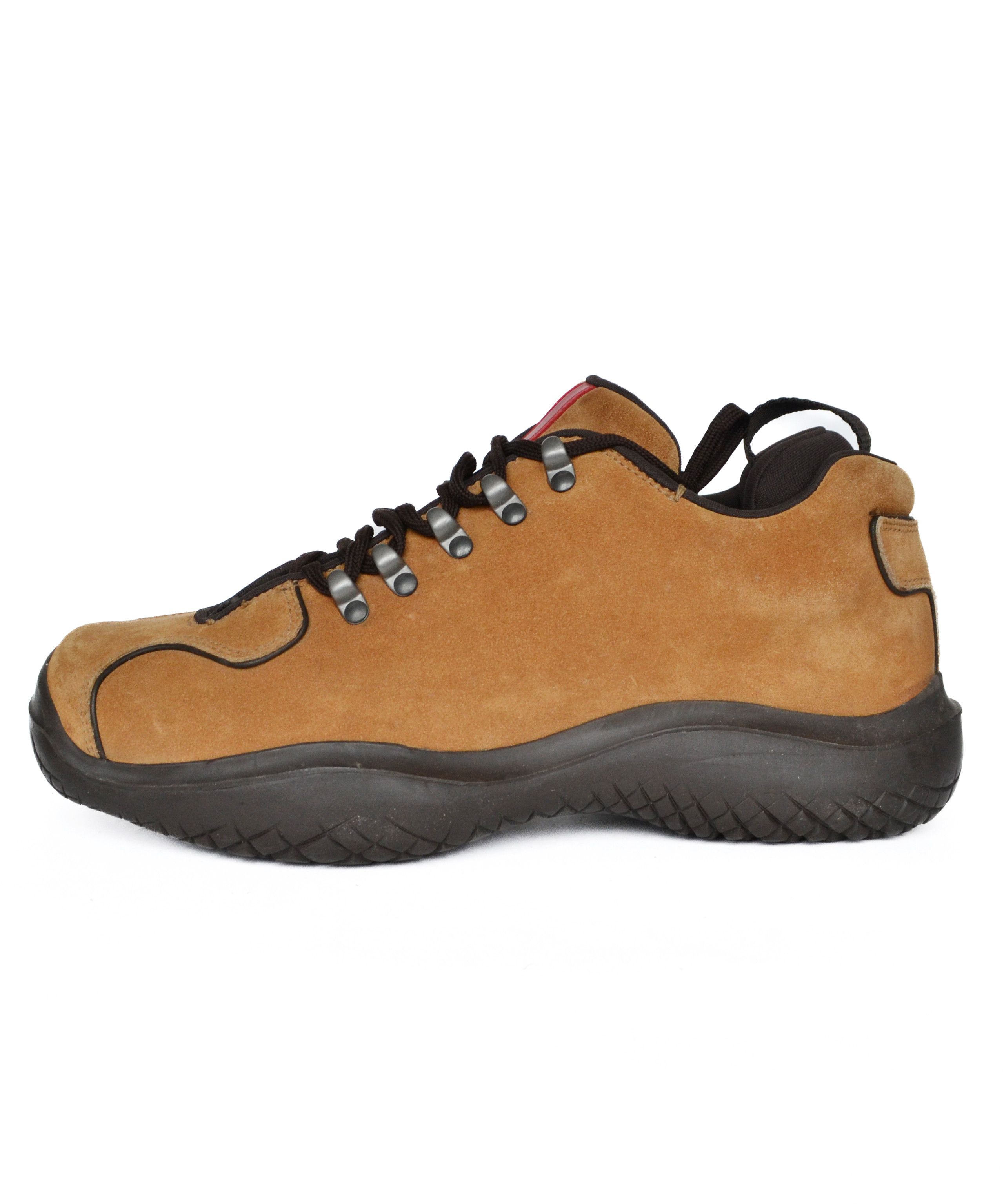 Prada 🔴 PRADA Boots Hiking Toe Suede Mustard Vibram 1999 Red Tab Size US 8 / EU 41 - 4 Thumbnail