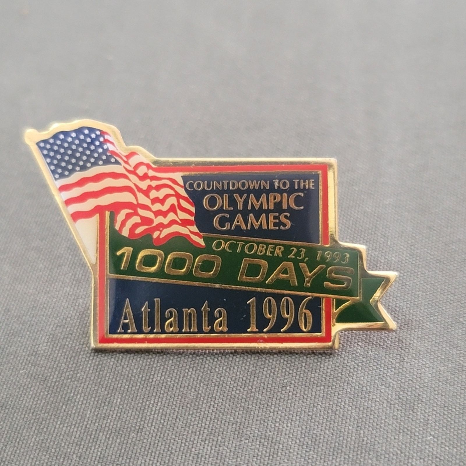 USA Olympics Vtg 1993 1000 Day Countdown to the Atlanta 1996 Olympics Pin Size ONE SIZE - 1 Thumbnail