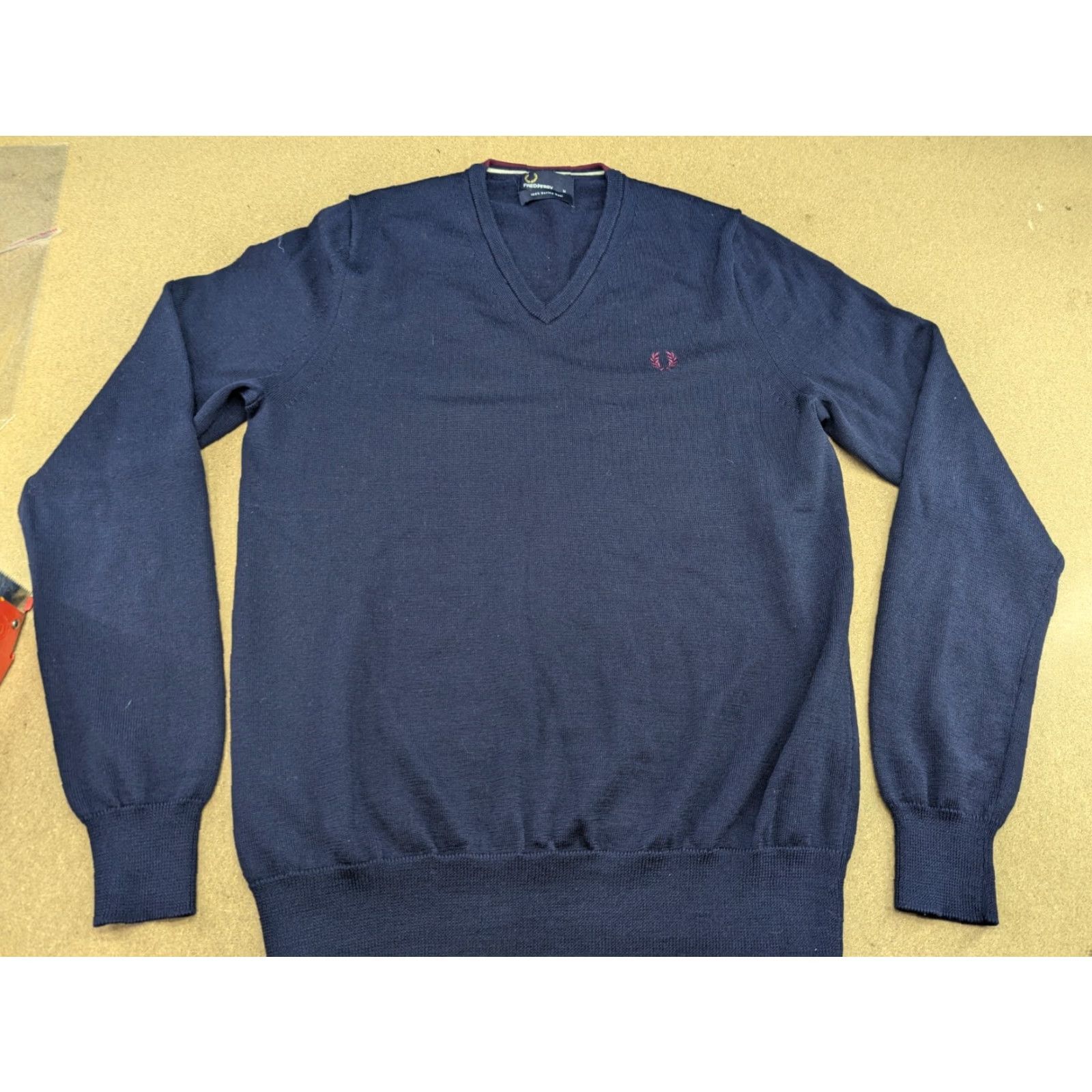 Fred Perry Fred Perry Sweater Mens 100% Merino Wool Blue Size M Long Sleeve Jumper Knit Pullover Regular Size US M / EU 48-50 / 2 - 2 Thumbnail